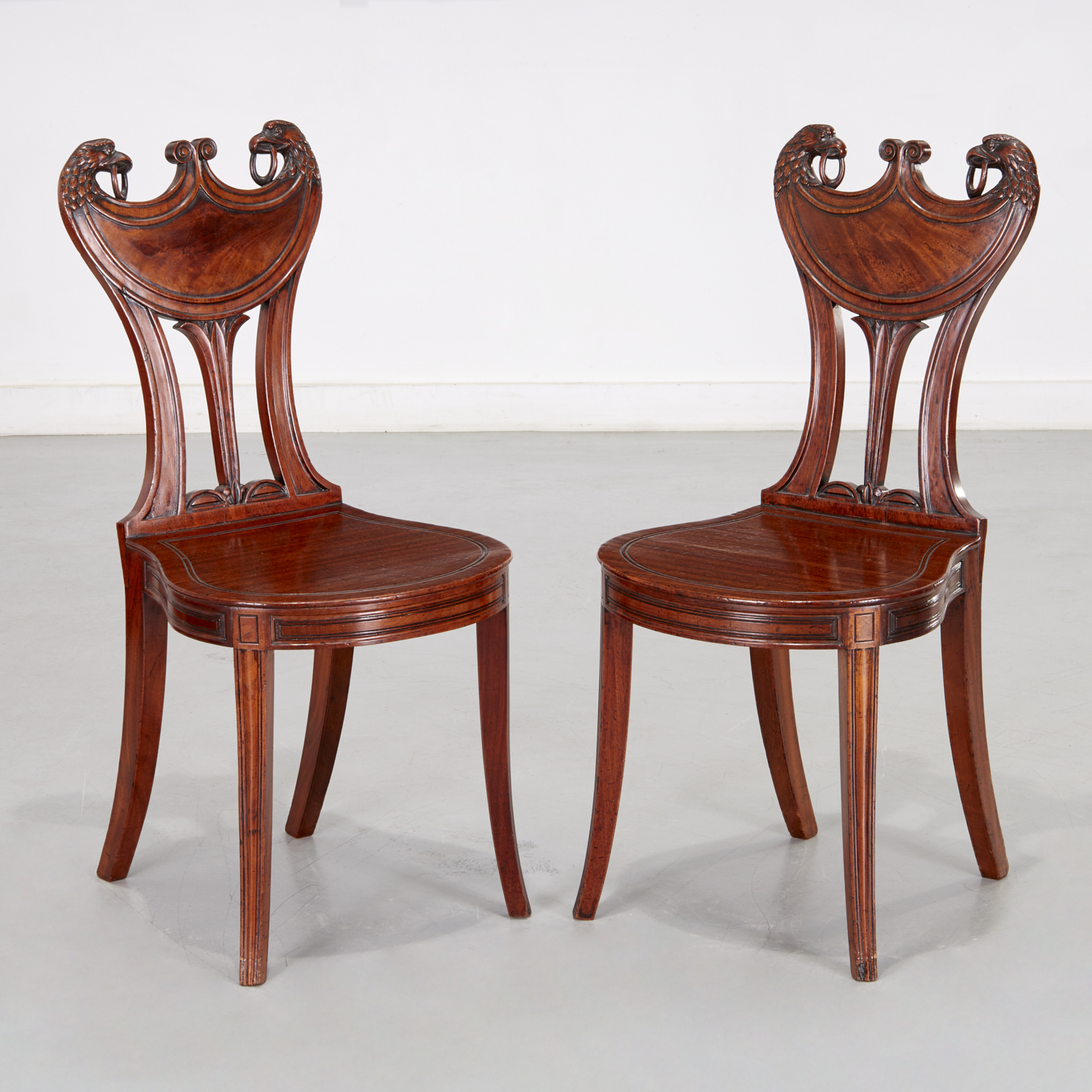 PAIR REGENCY CARVED MAHOGANY HALL 3b4704