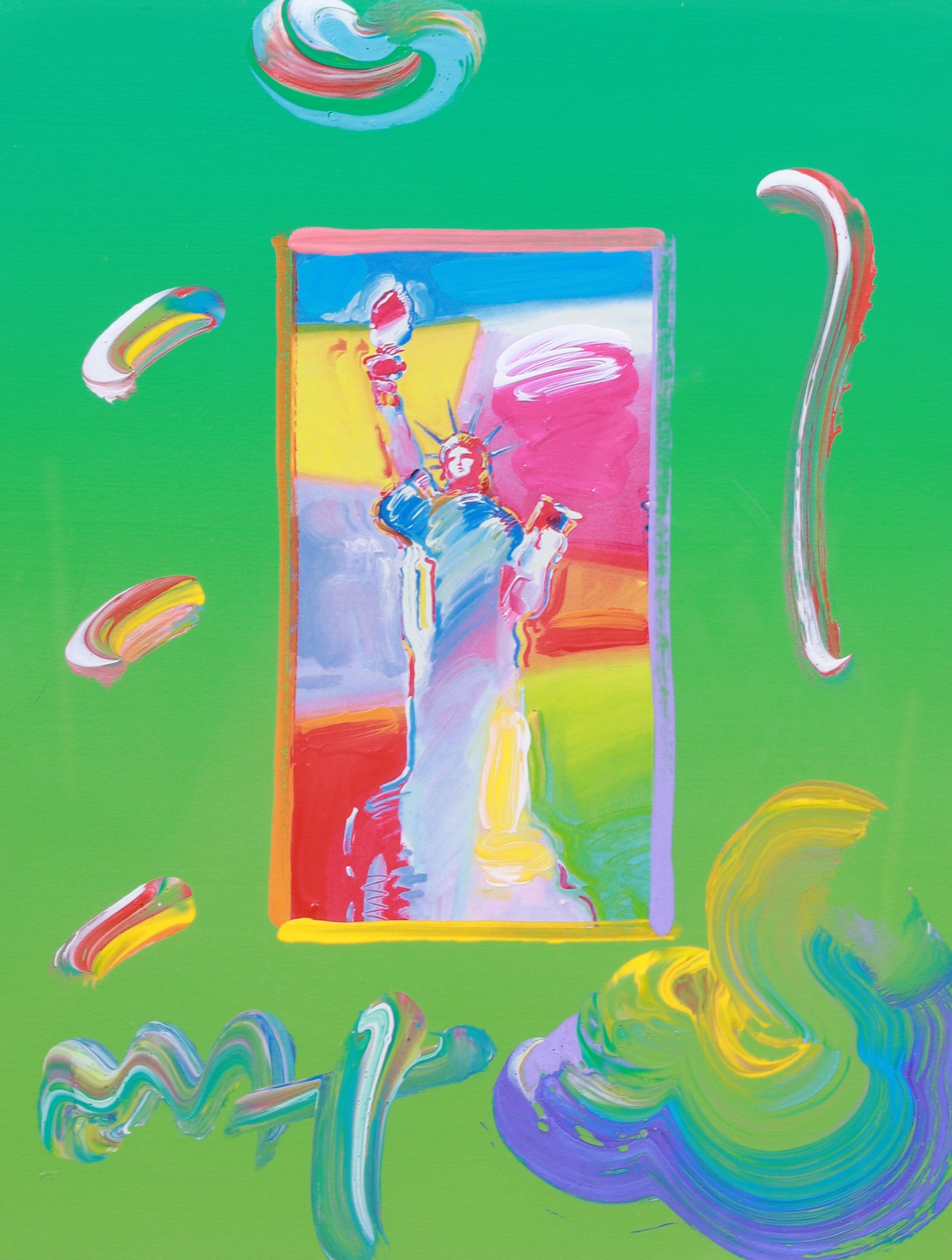 Peter Max, (American b 1937), "Statue