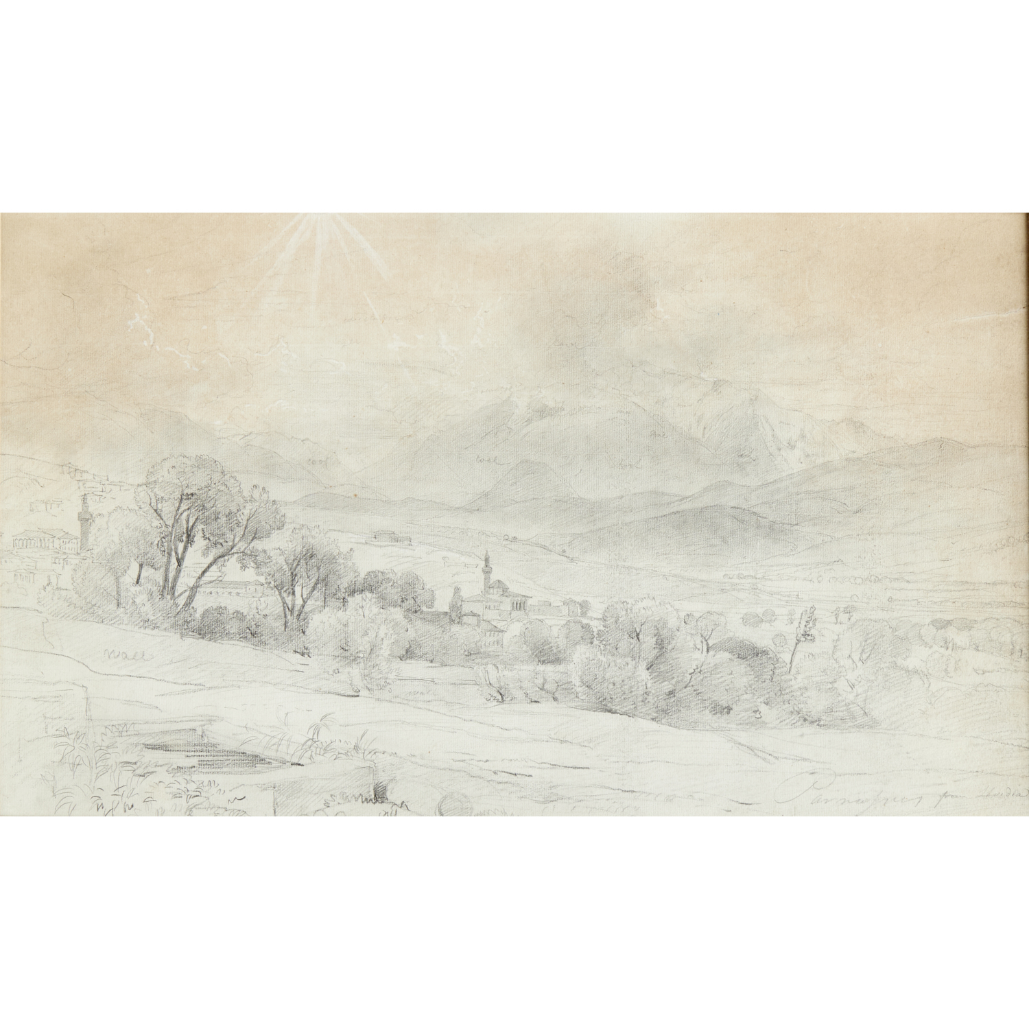 EDWARD LEAR MIXED MEDIA DRAWING 3b4773