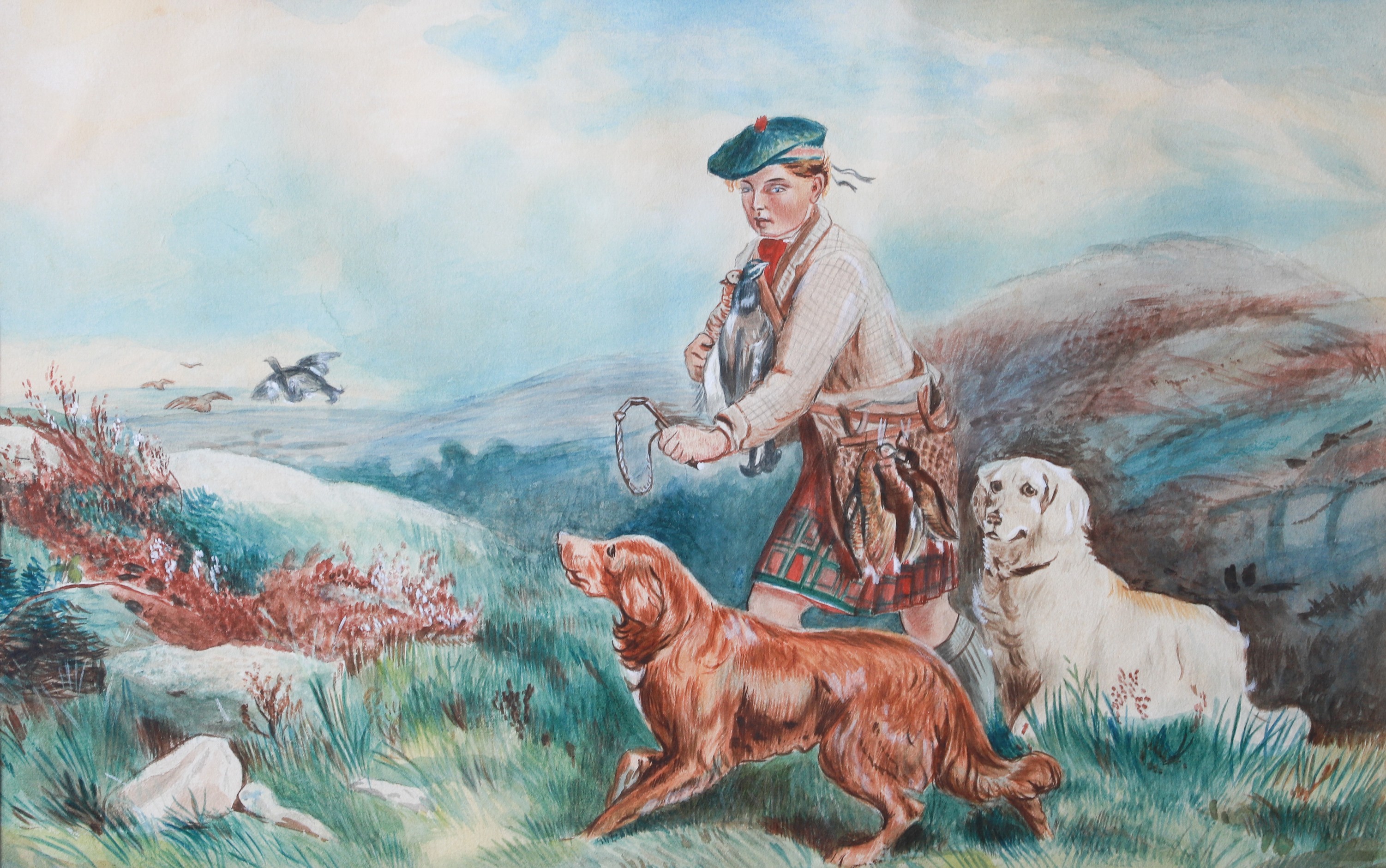 19th c Scottish Highlands Watercolor,