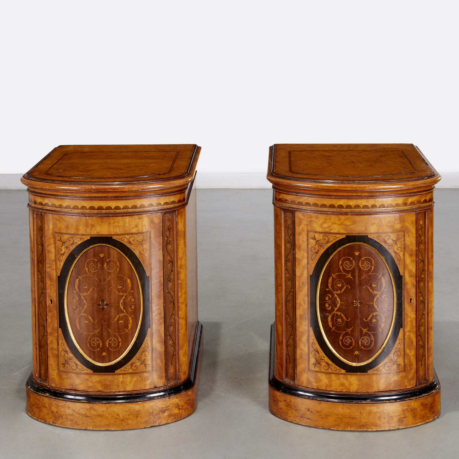 PAIR VICTORIAN MARQUETRY BEDSIDE 3b47ad