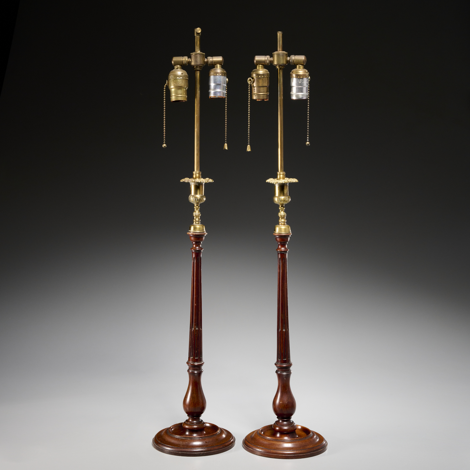 PAIR GEORGE III MAHOGANY CANDLESTICK