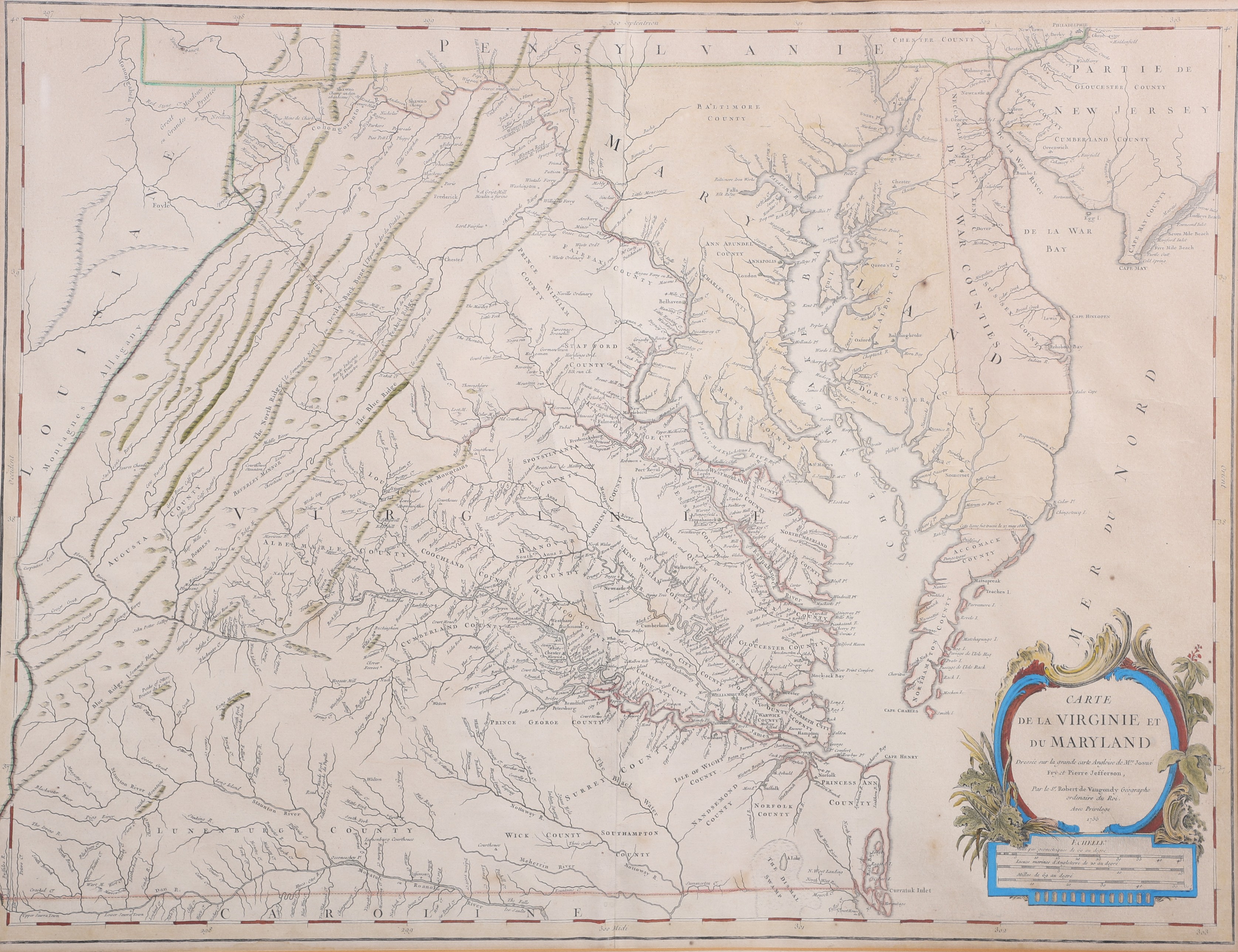 A large map of Virginia and Maryland,