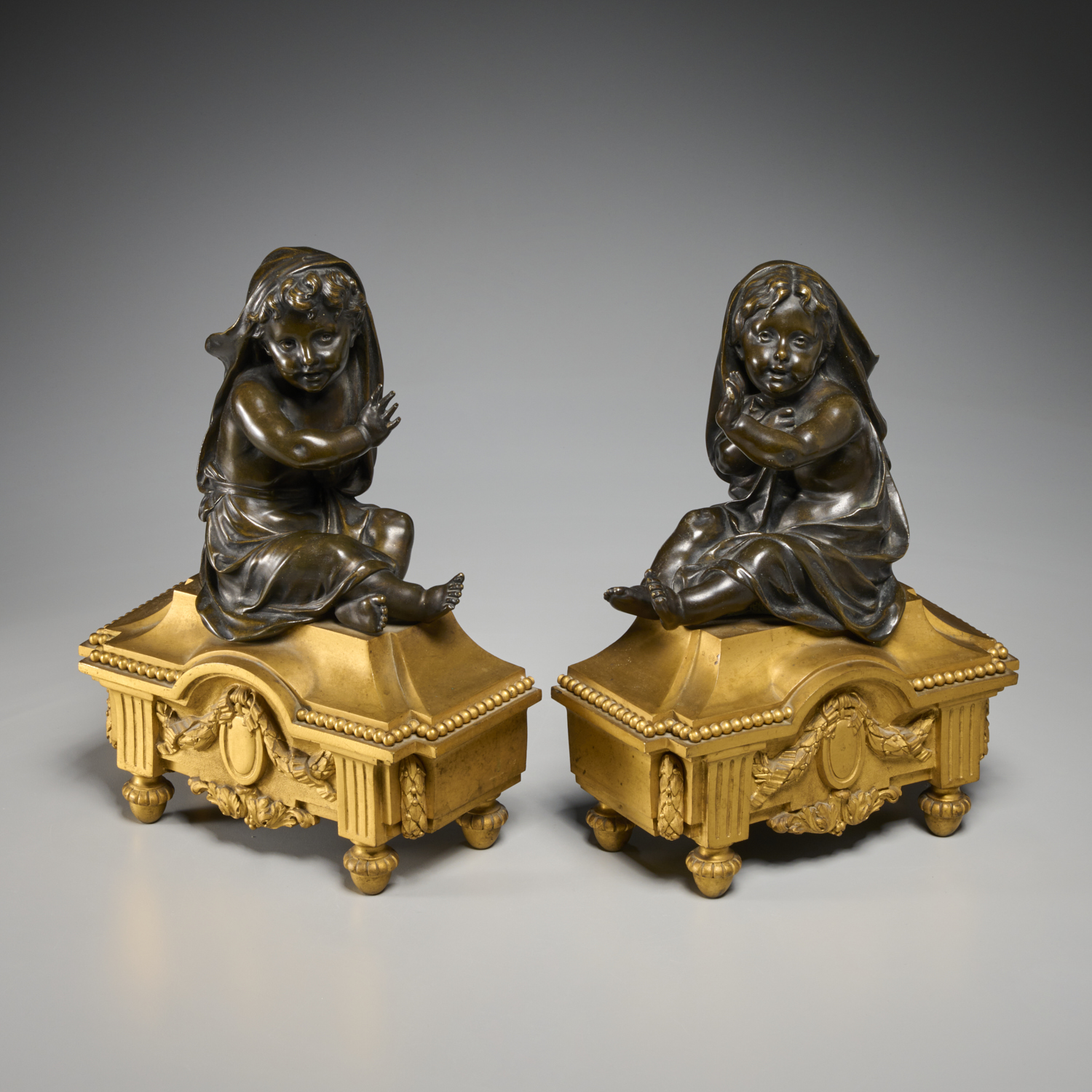 PAIR LOUIS XVI BRONZE ALLEGORICAL