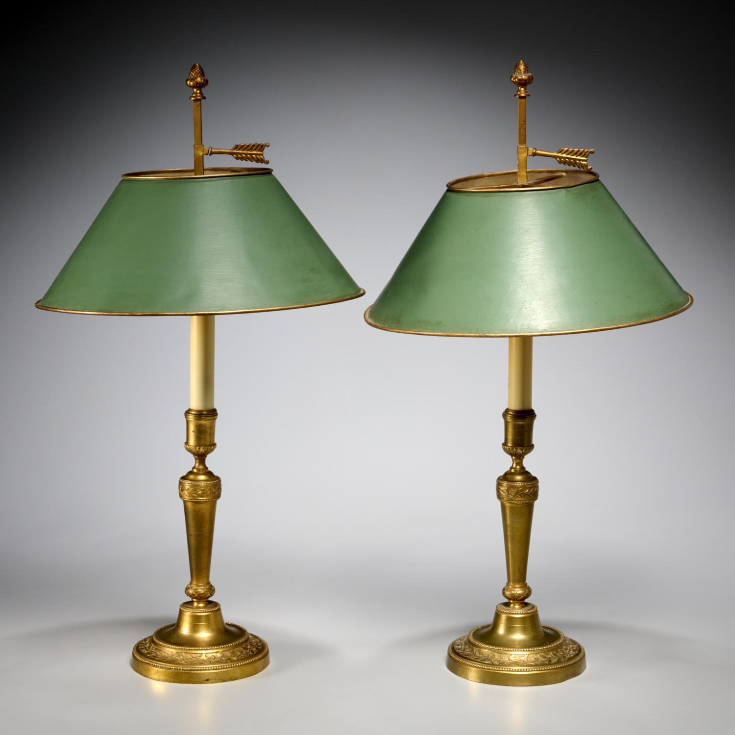 PAIR EMPIRE STYLE BRONZE CANDLESTICK