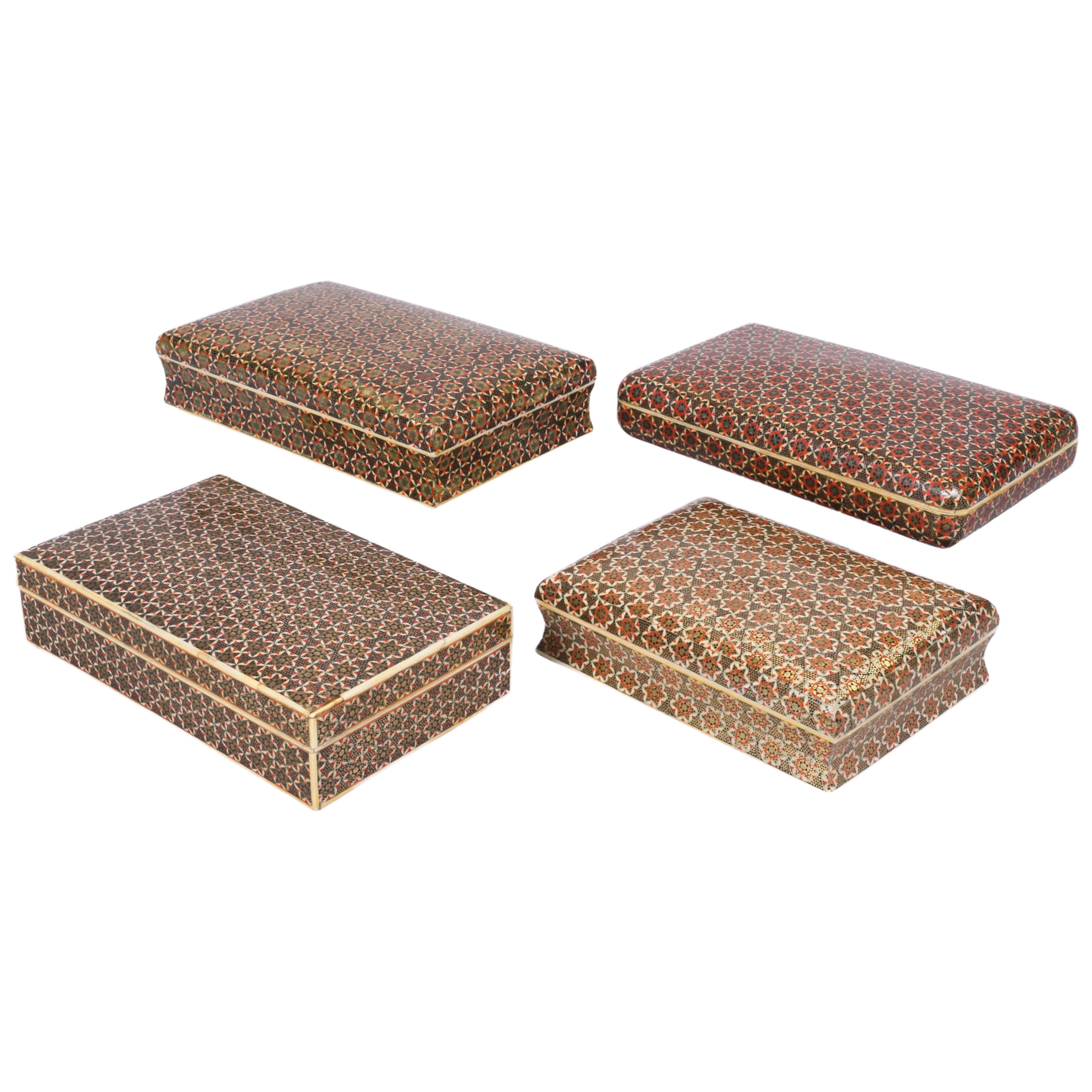 (4) Persian Khatam boxes,6-1/2"L,
