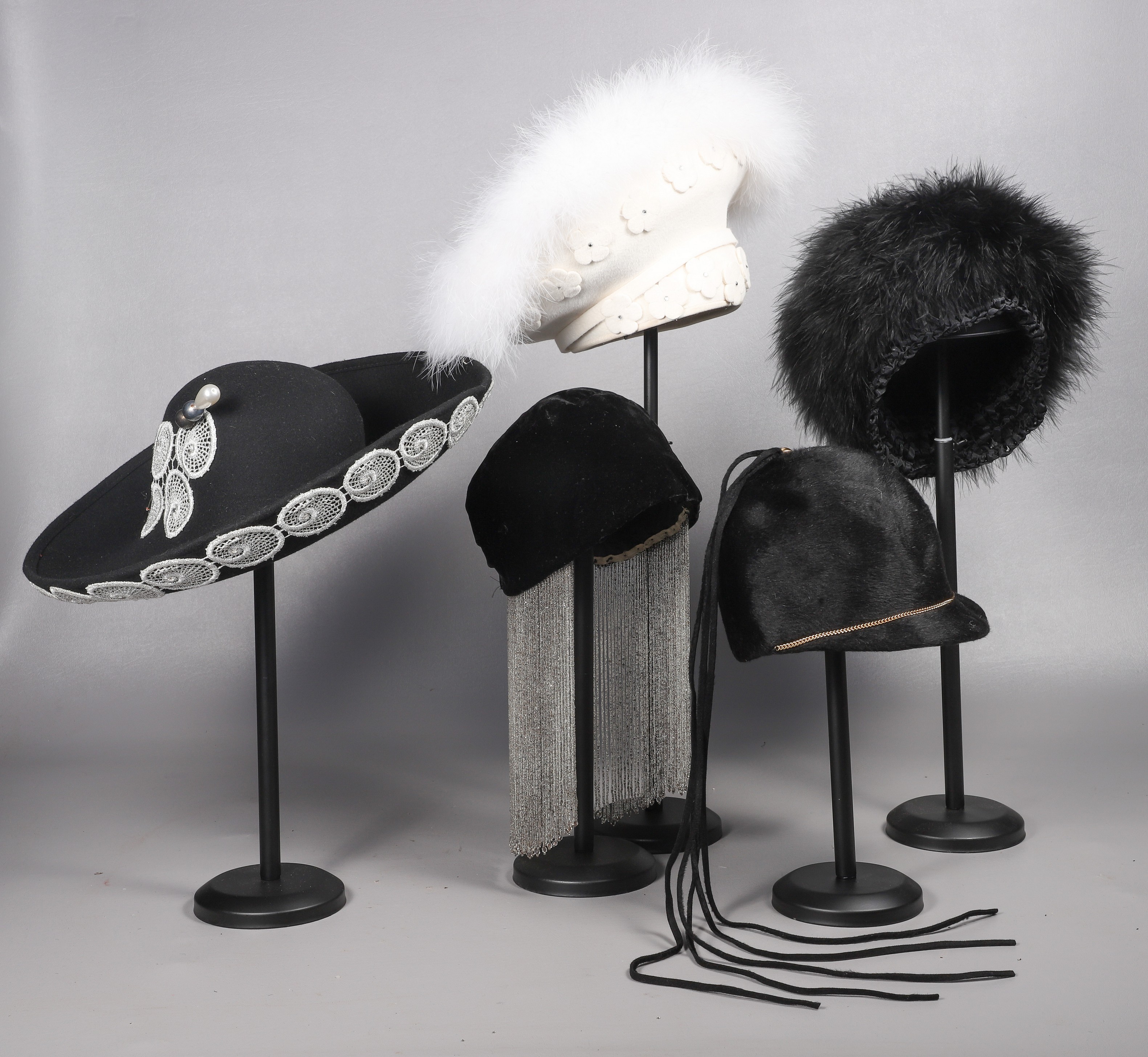 (5) Vintage and designer hats to