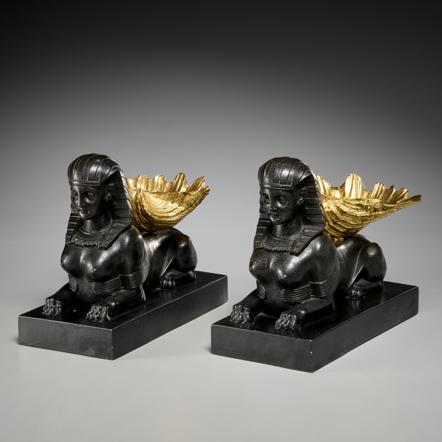 PAIR EMPIRE STYLE PARCEL GILT SPHINX 3b494c