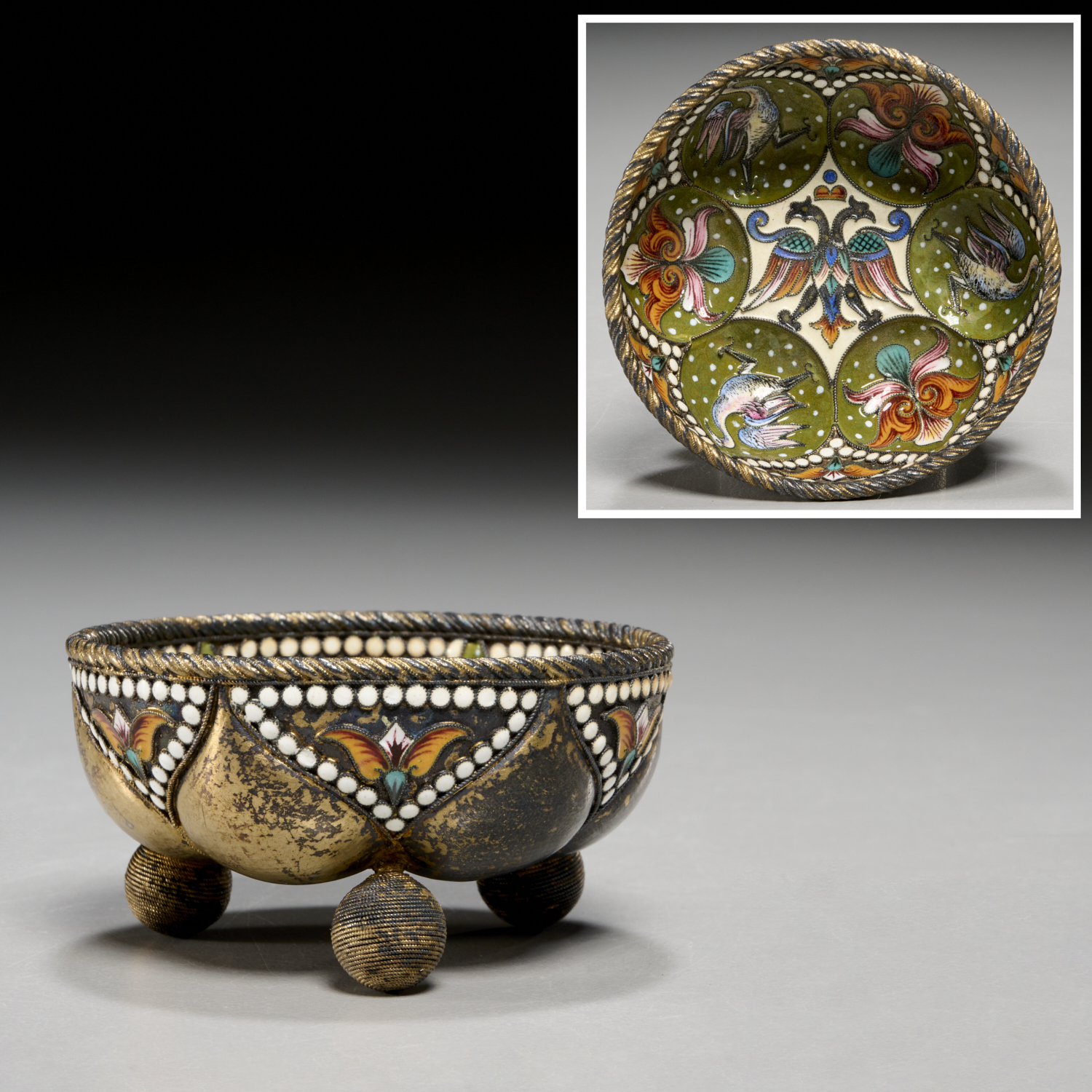 RUSSIAN IMPERIAL SILVER AND SHADED ENAMEL