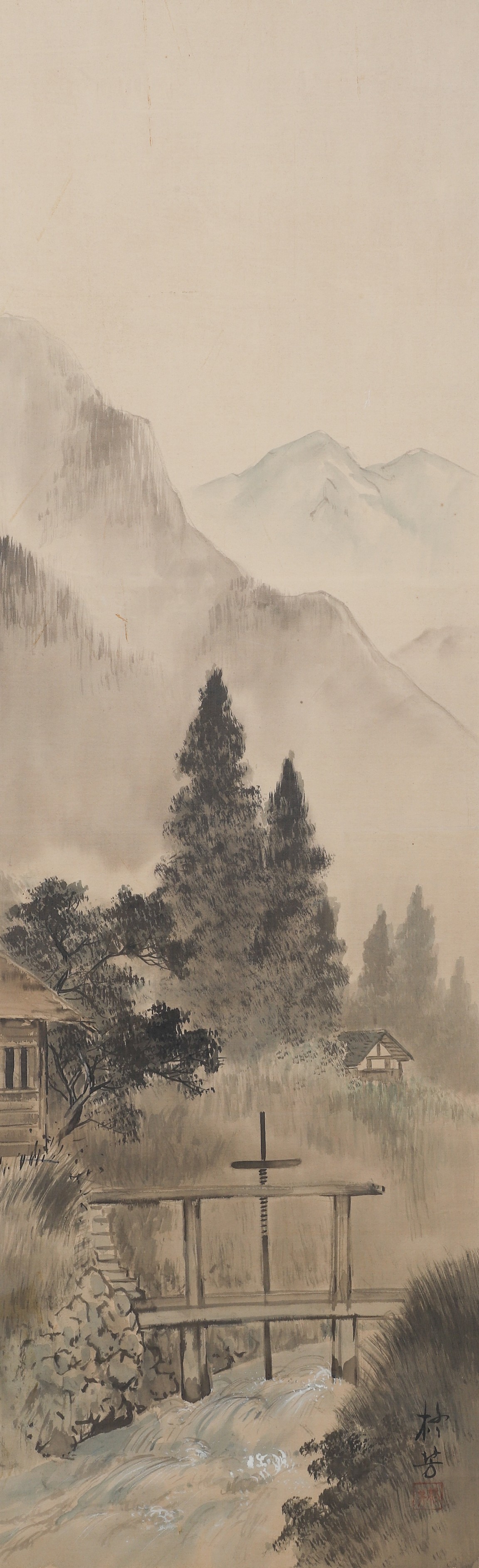 Chinese scroll mountain landscape  3b4958