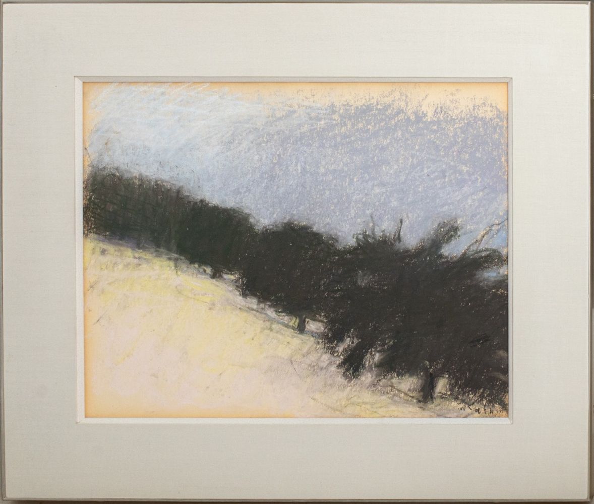 WOLF KAHN ROW OF TREES PASTEL ON PAPER