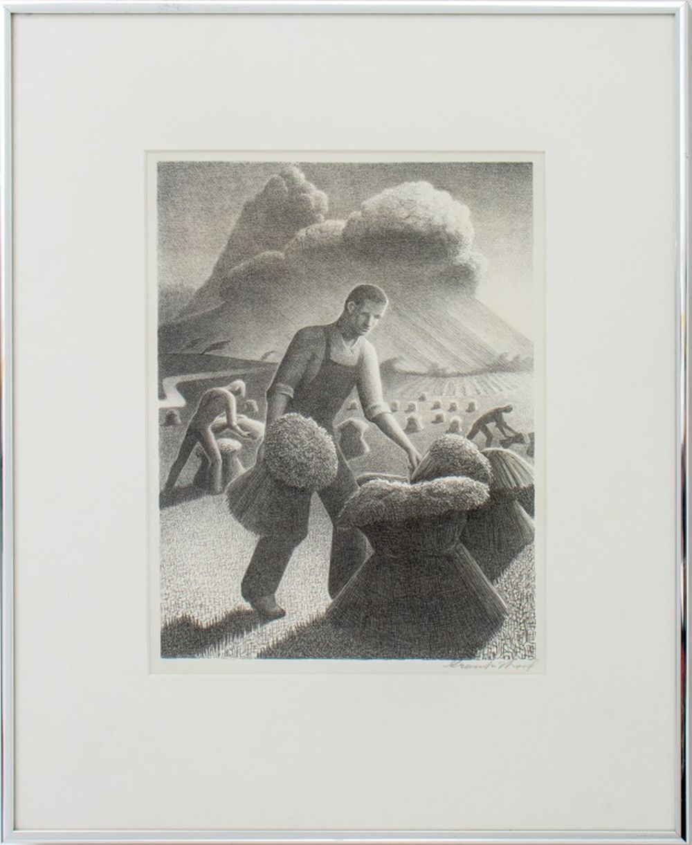 GRANT WOOD APPROACHING STORM LITHOGRAPH,