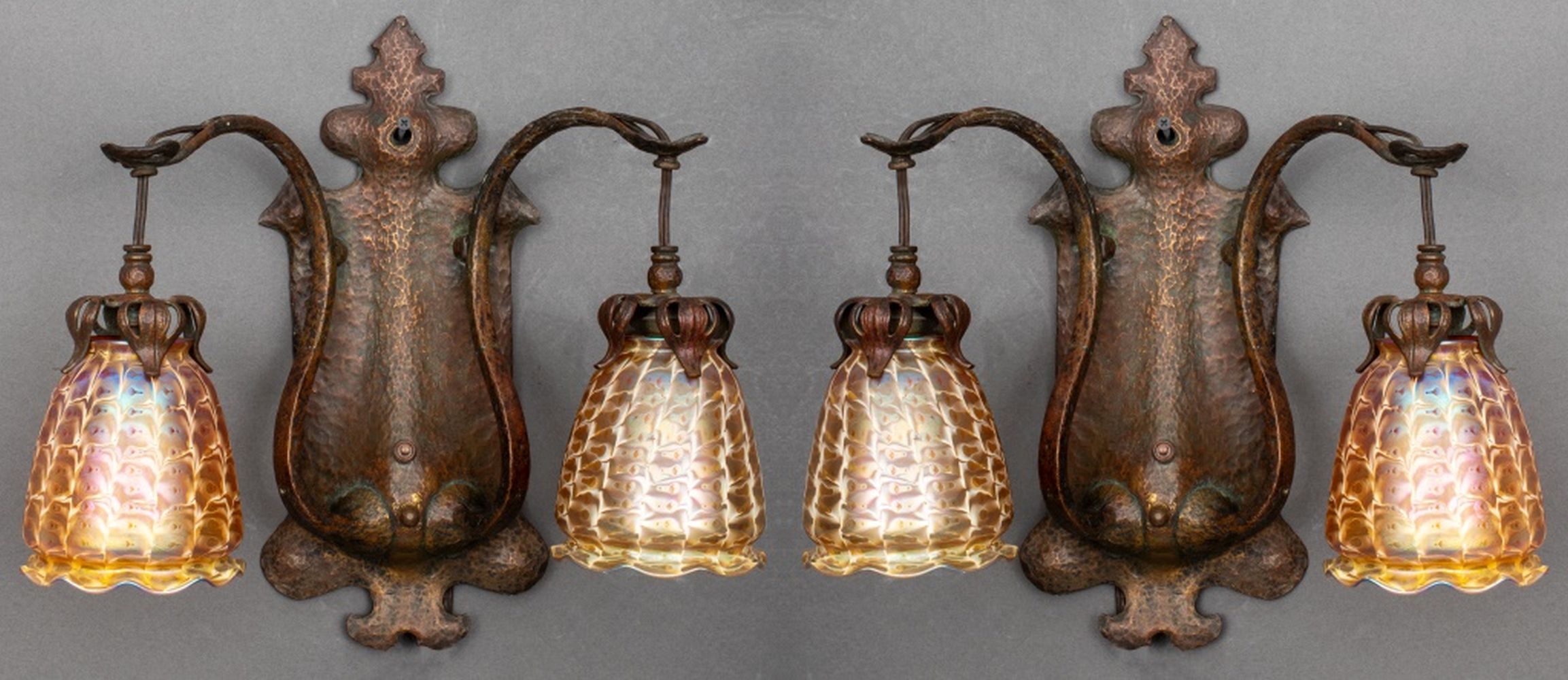 ARTS CRAFTS BRONZE SCONCES WITH 3b49d7