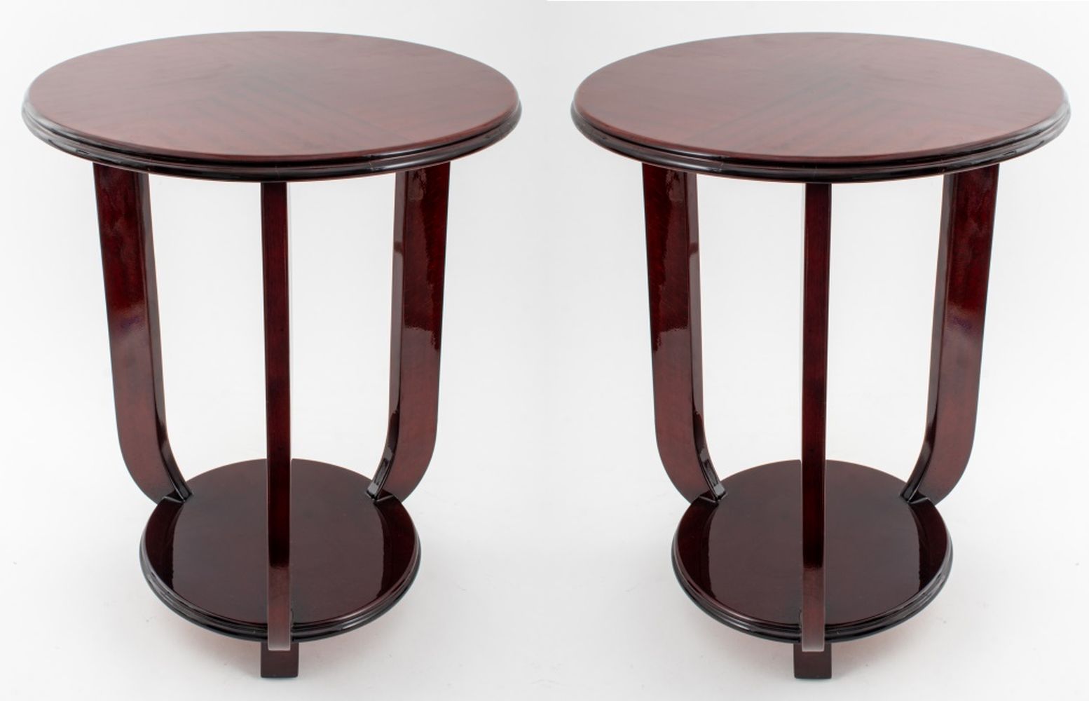 ART DECO WOODEN TRIPOD SIDE TABLES  3b49e6