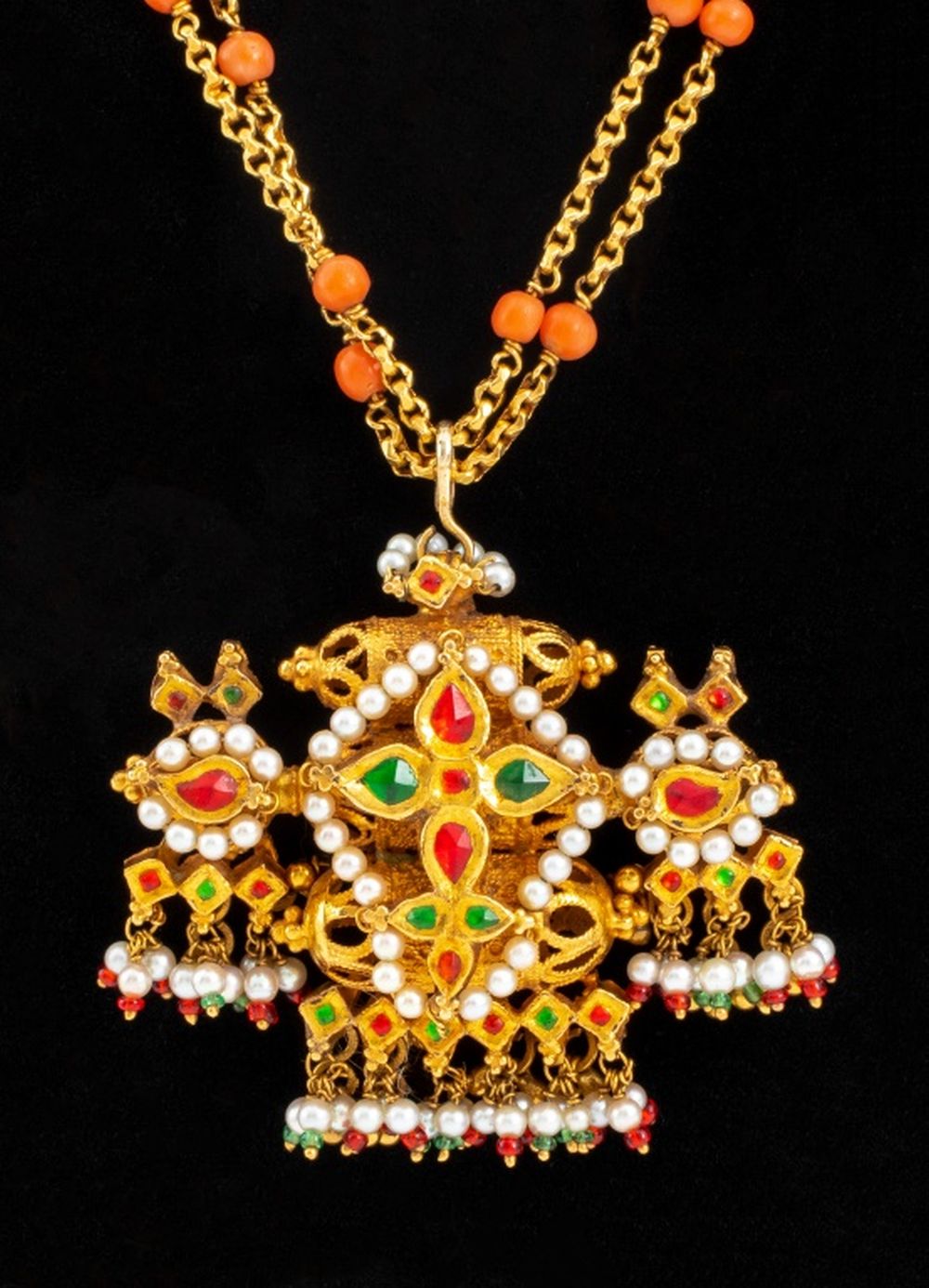 INDIAN GOLD MEENAKARI PENDANT  3b49ef