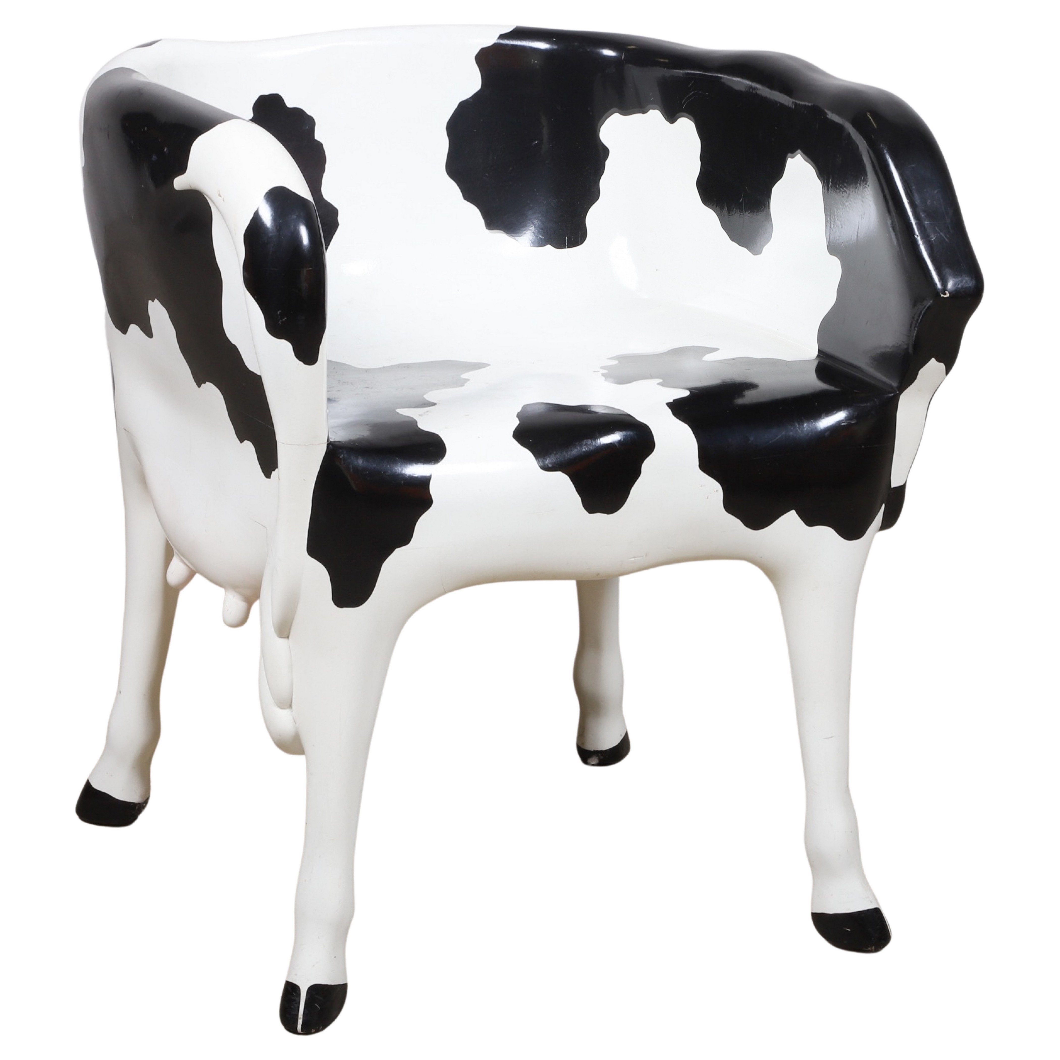 Painted and wood cow chair one 3b4a76