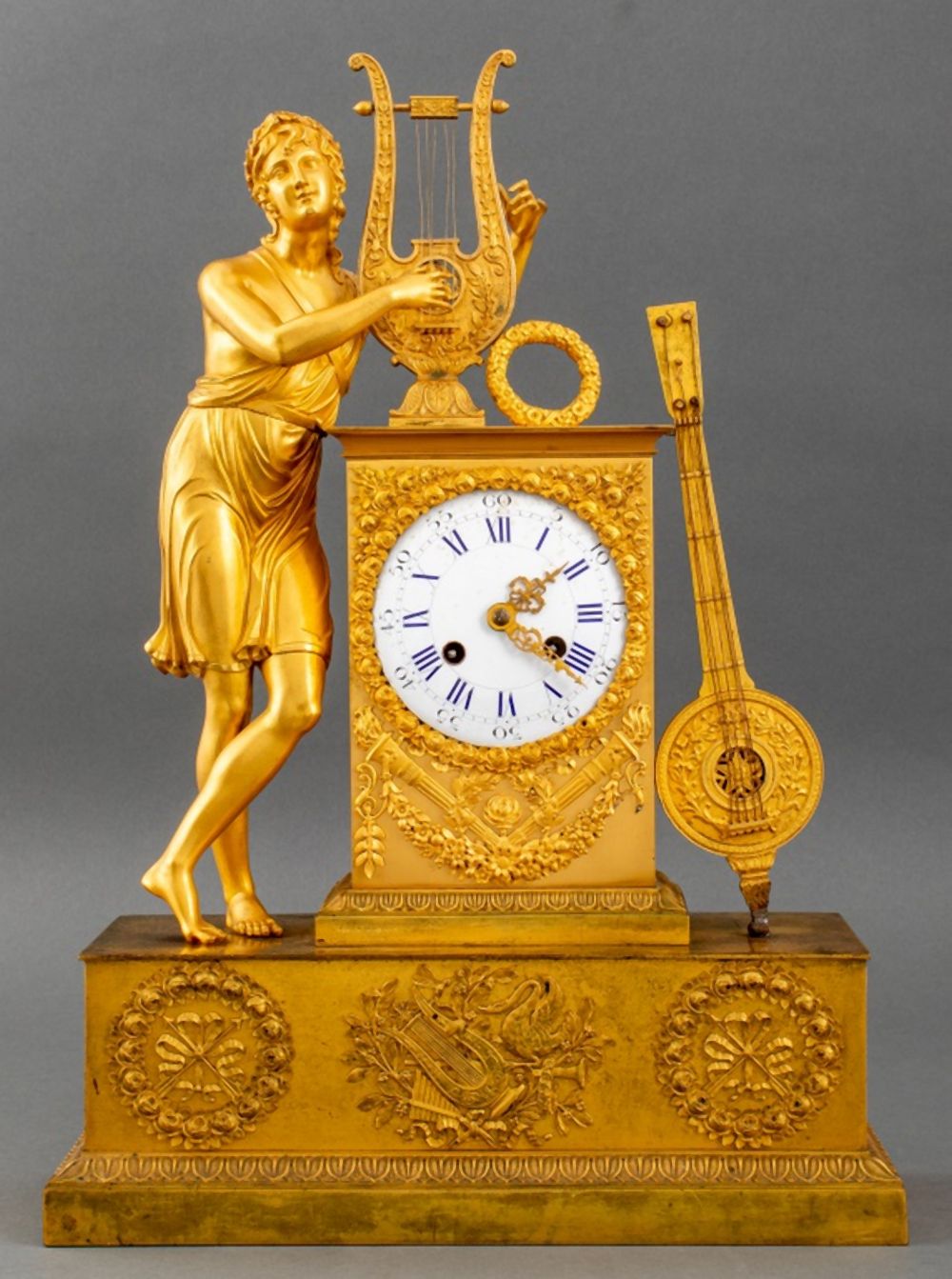 FRENCH EMPIRE ORMOLU MANTEL CLOCK,