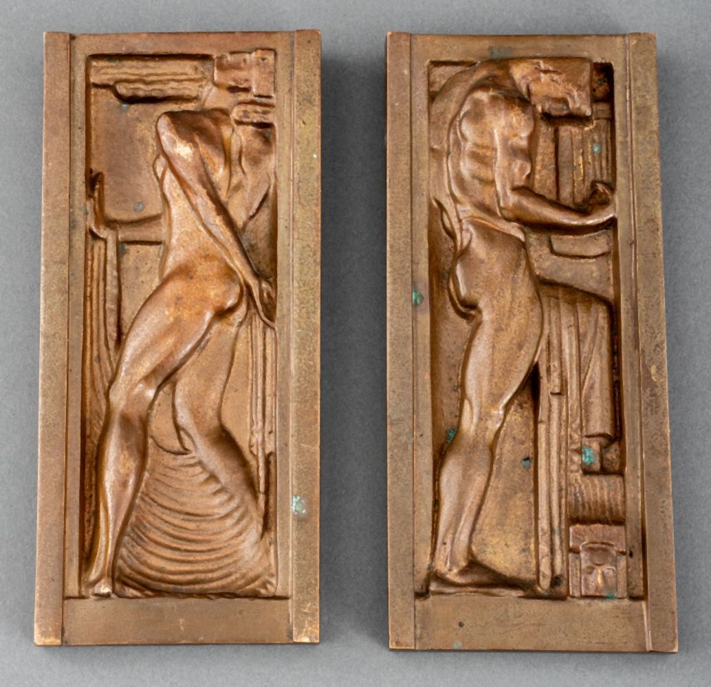 ART DECO NUDE FIGURAL BRONZE RELIEF