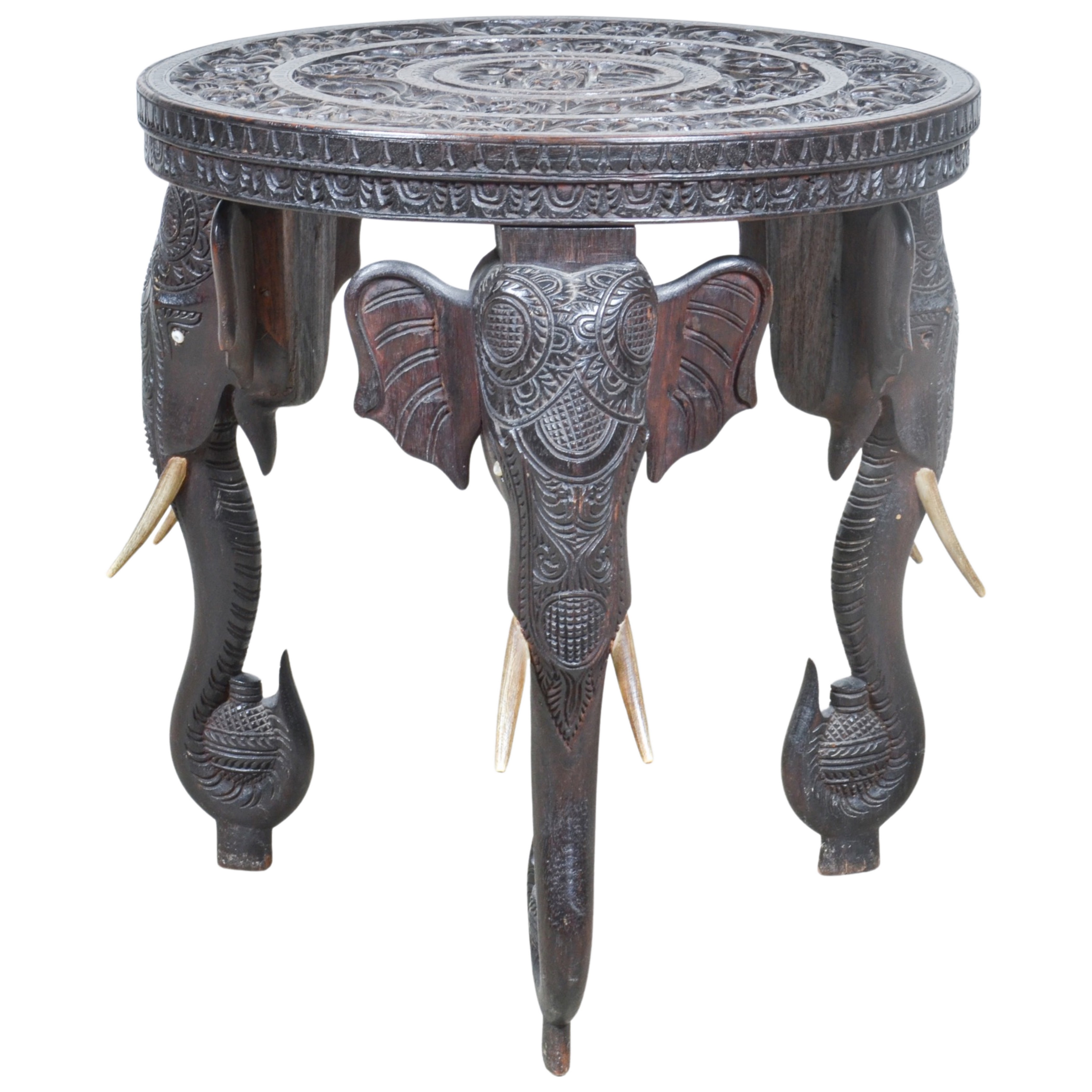 Indo-Asian carved side table, carved