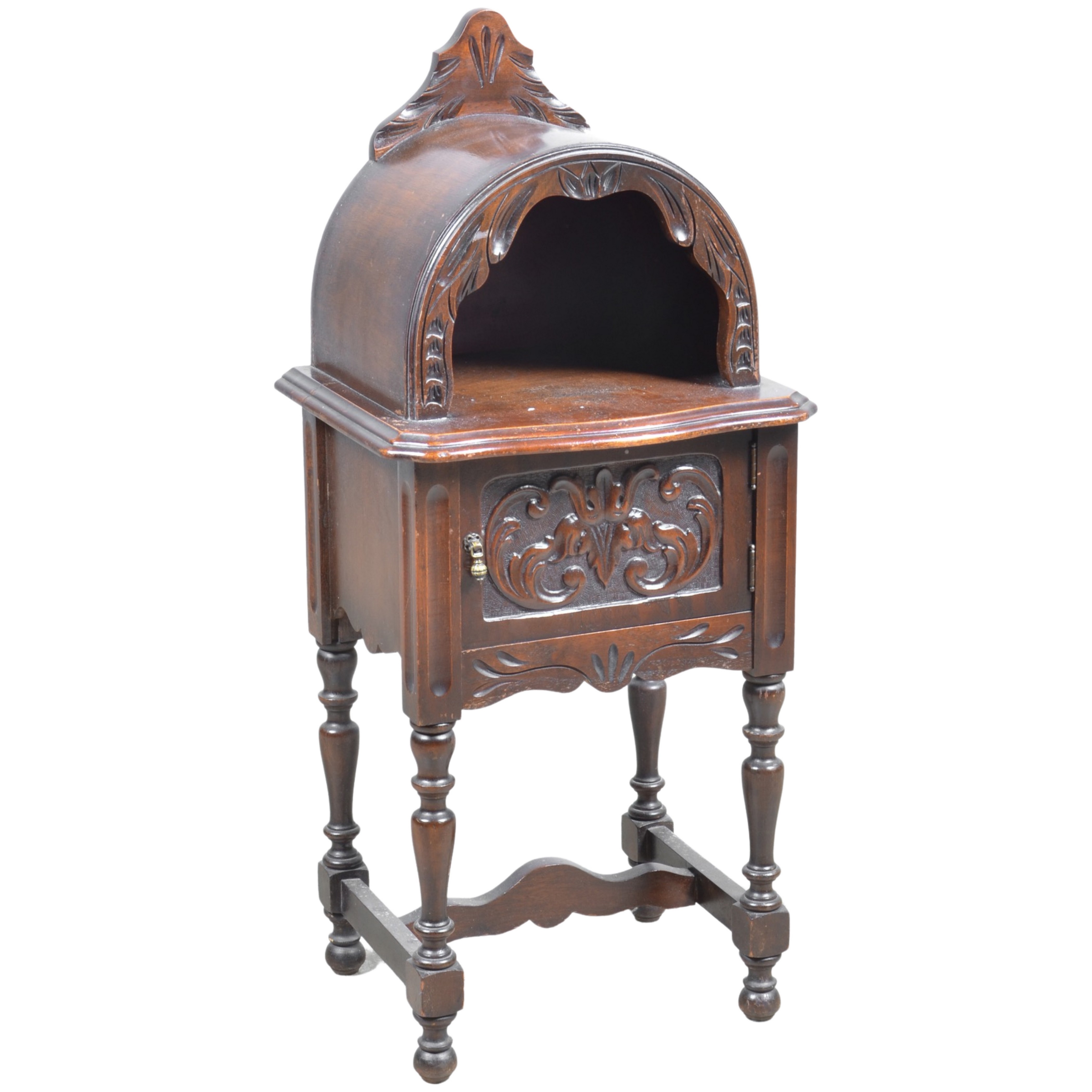 Mahogany carved telephone table, dome
