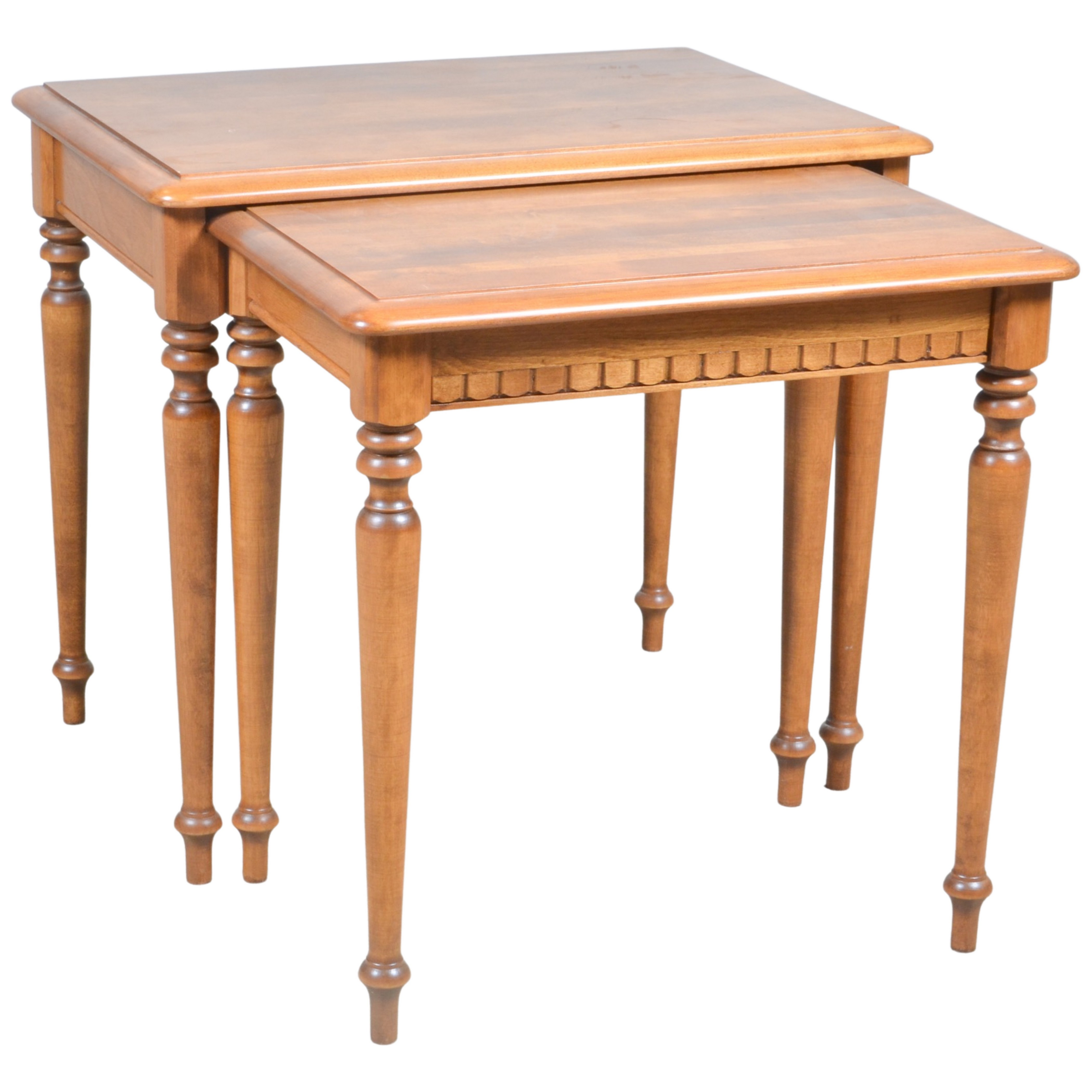 Ethan Allen nesting tables, turned tapered