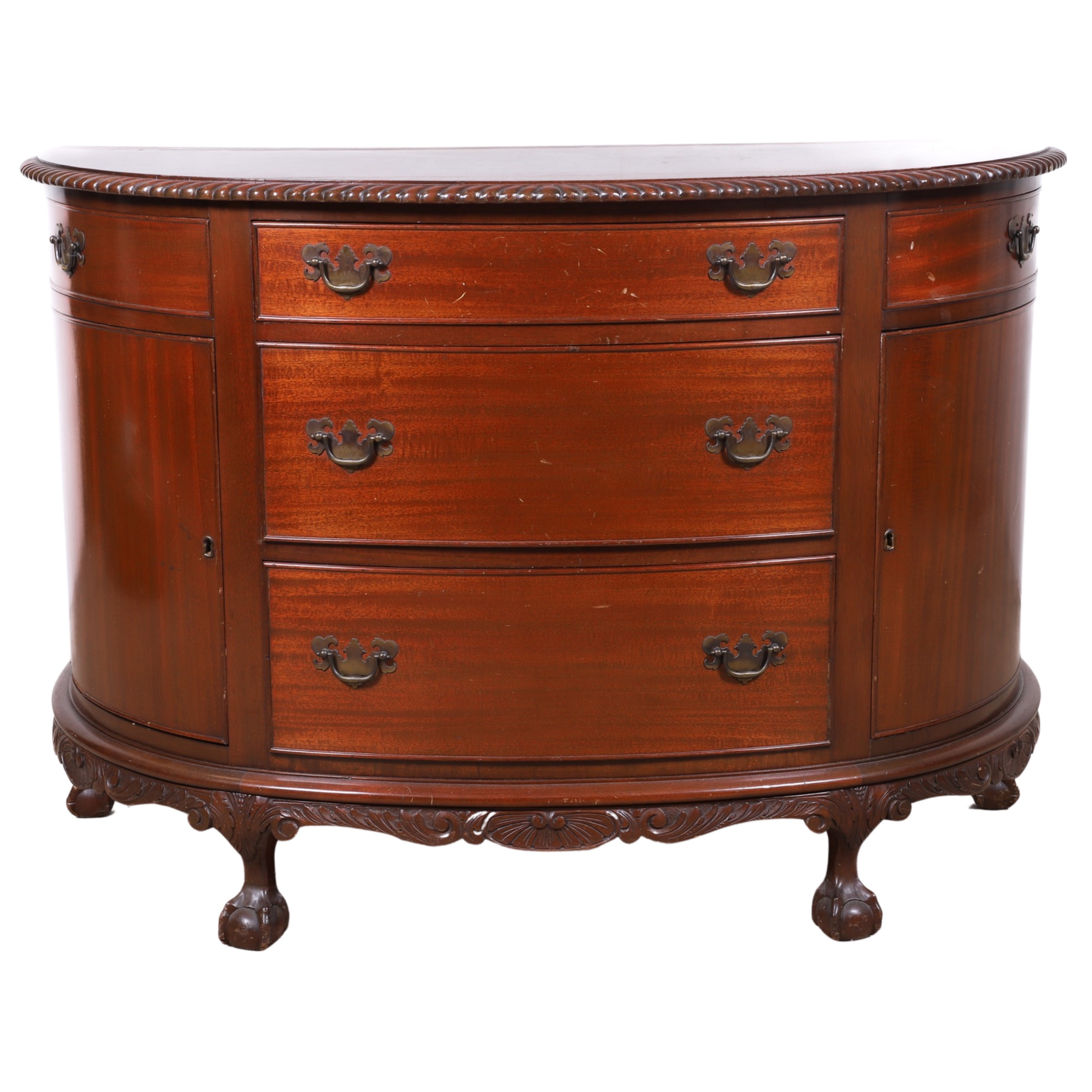 Chippendale style mahogany demilune