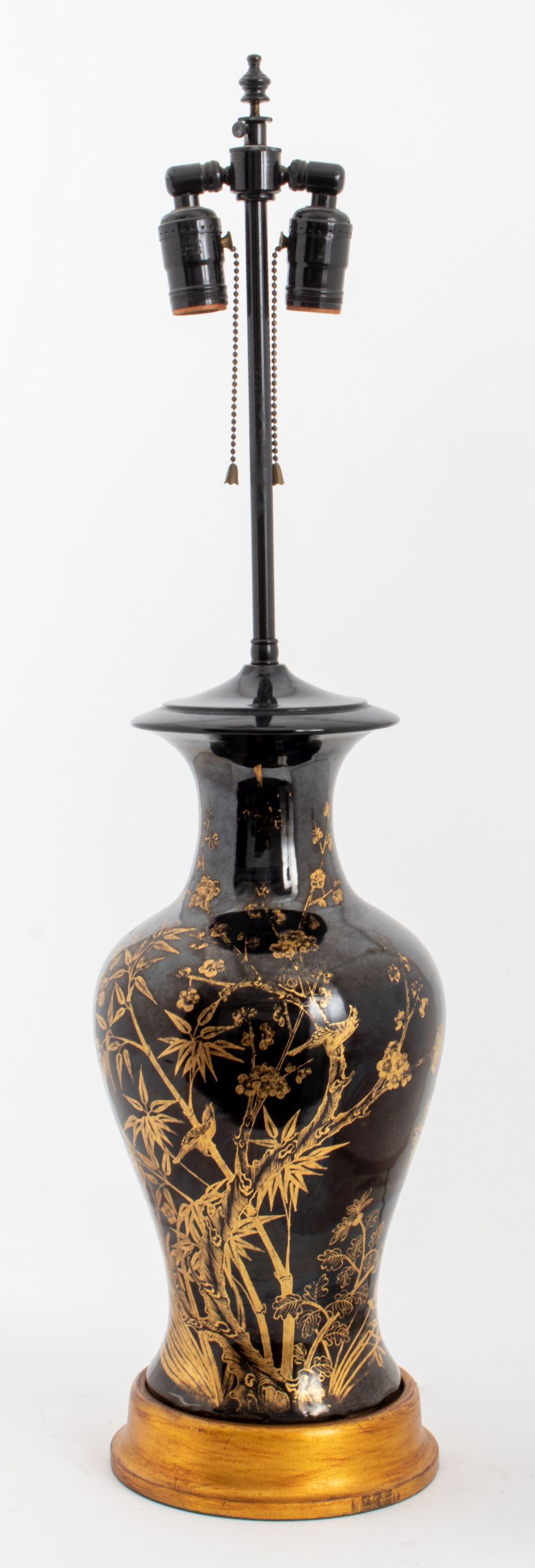 JAPONISME GILT & BLACK GLAZED VASE