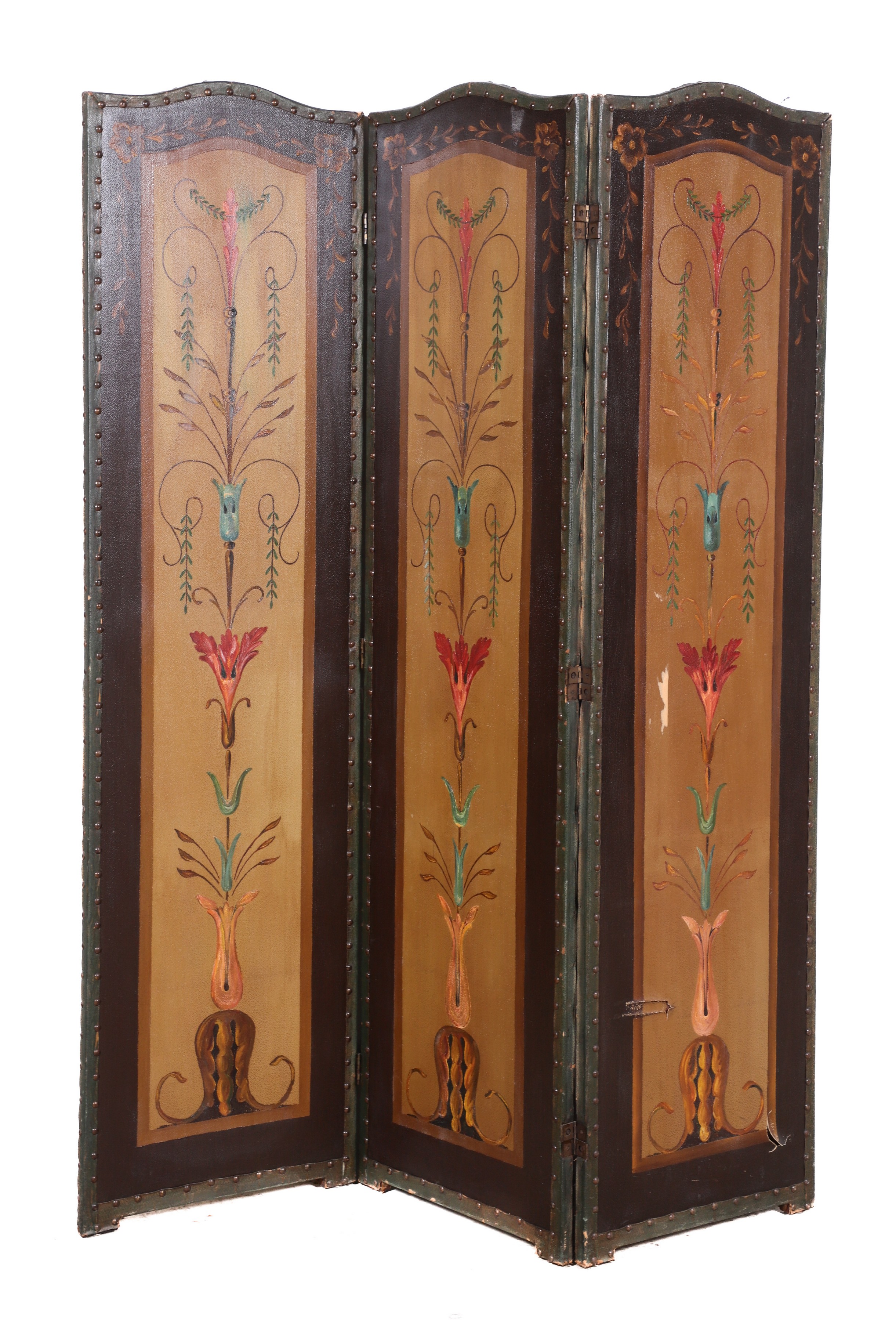 Leather paint decorated 3 panel 3b4b90