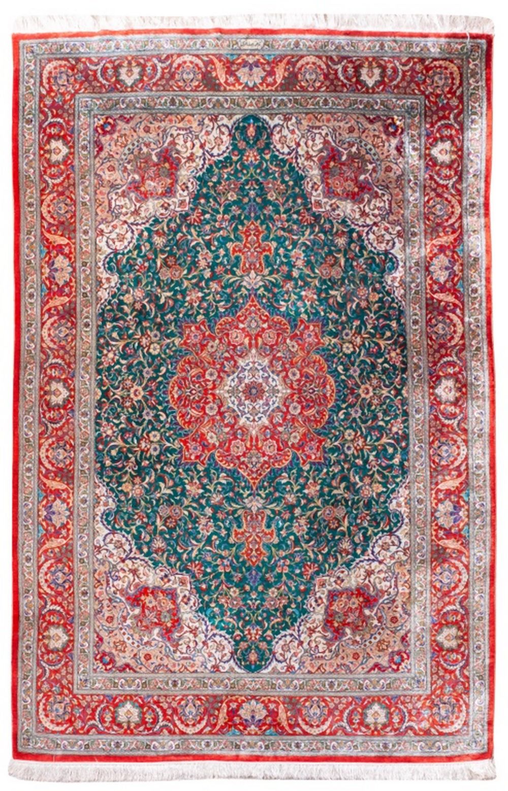 PERSIAN GHOUM SILK SIGNED RUG  3b4b88