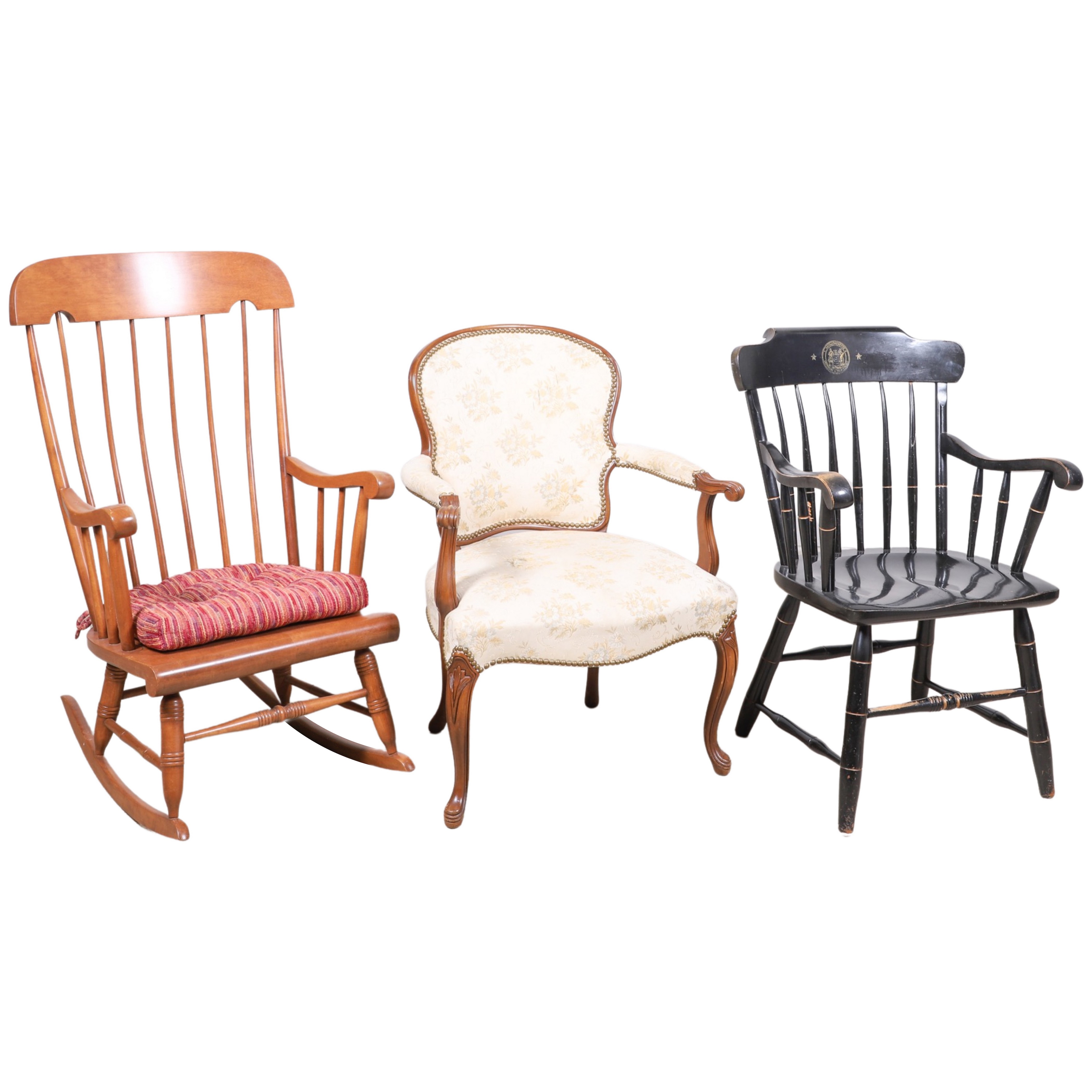 (3) Decorative armchairs, c/o Massachusetts