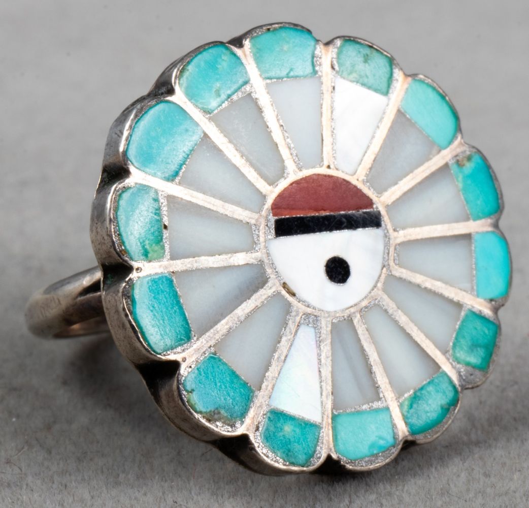 ZUNI NATIVE AMERICAN SILVER MULTI-STONE