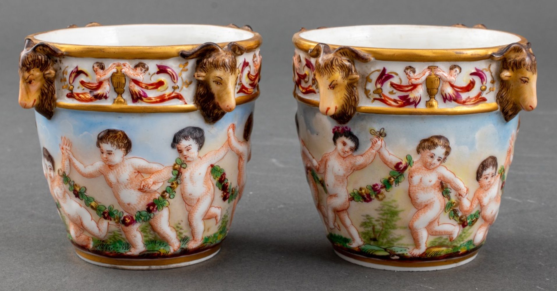 CAPODIMONTE TETE DE BELIER CUPS  3b4c05