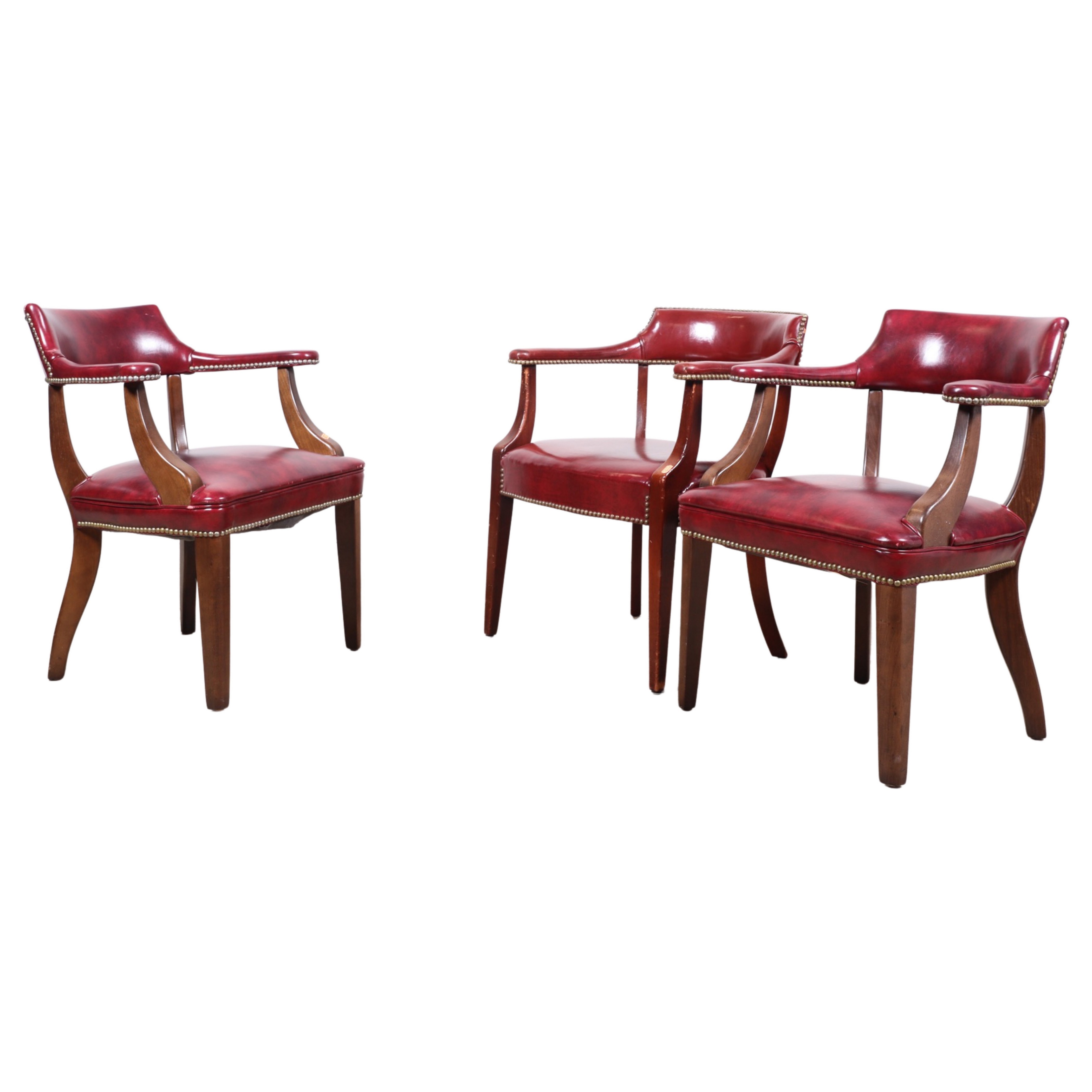(3) leather office chairs, red