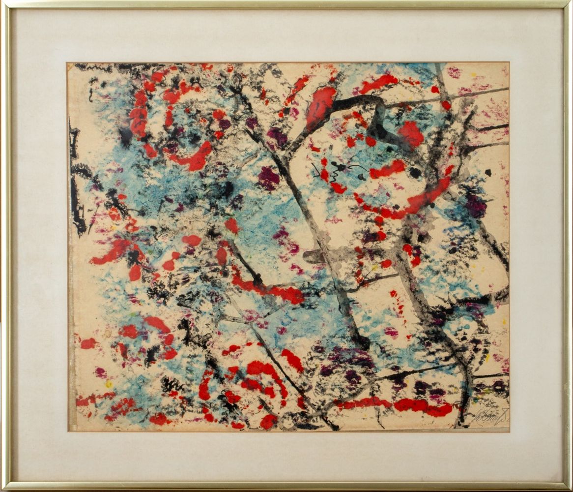 ILLEGIBLY SIGNED ABSTRACT EXPRESSIONIST