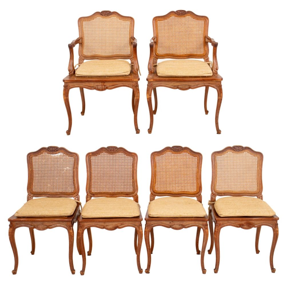 LOUIS XV STYLE SET OF CANED BEECHWOOD