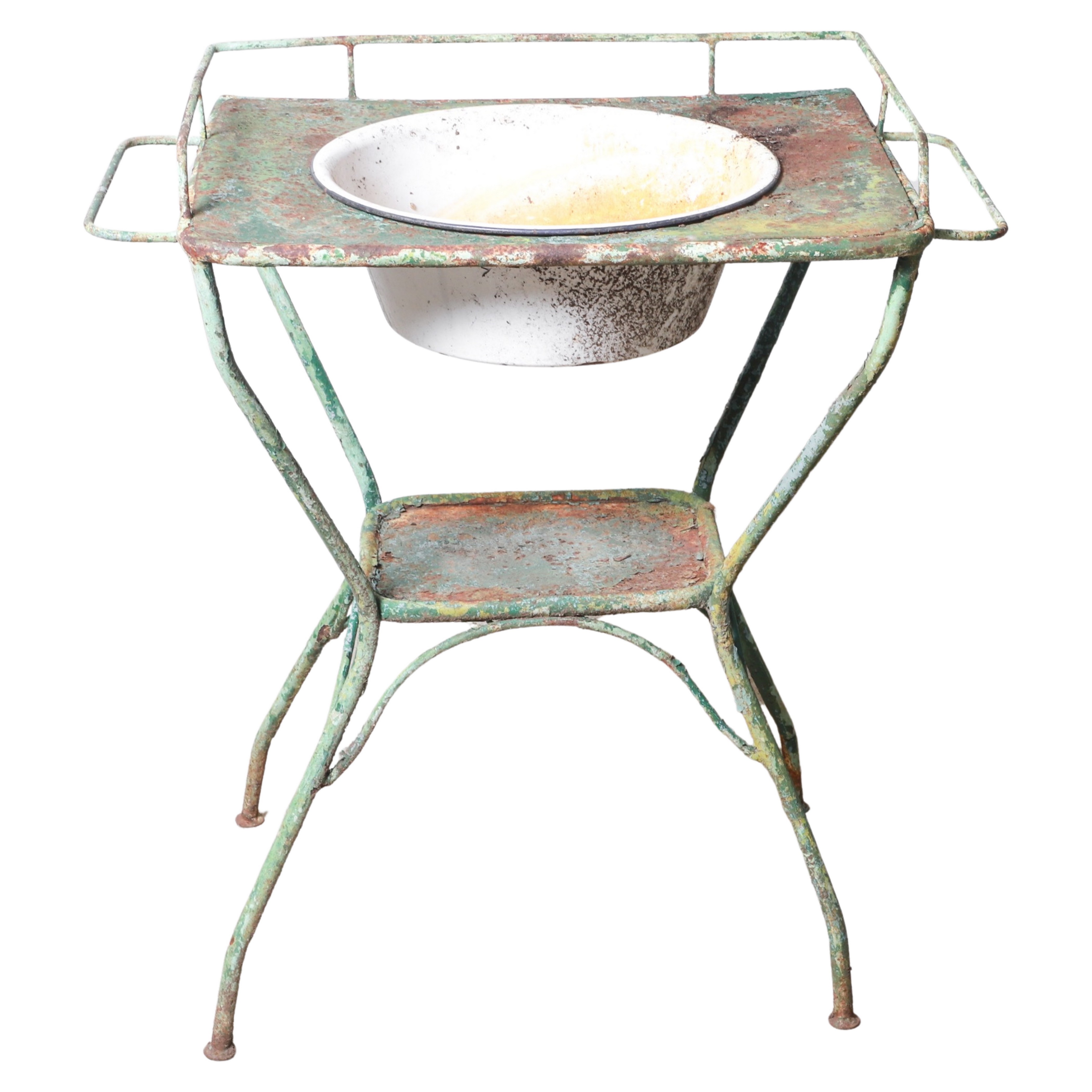Green painted metal washstand  3b4c86