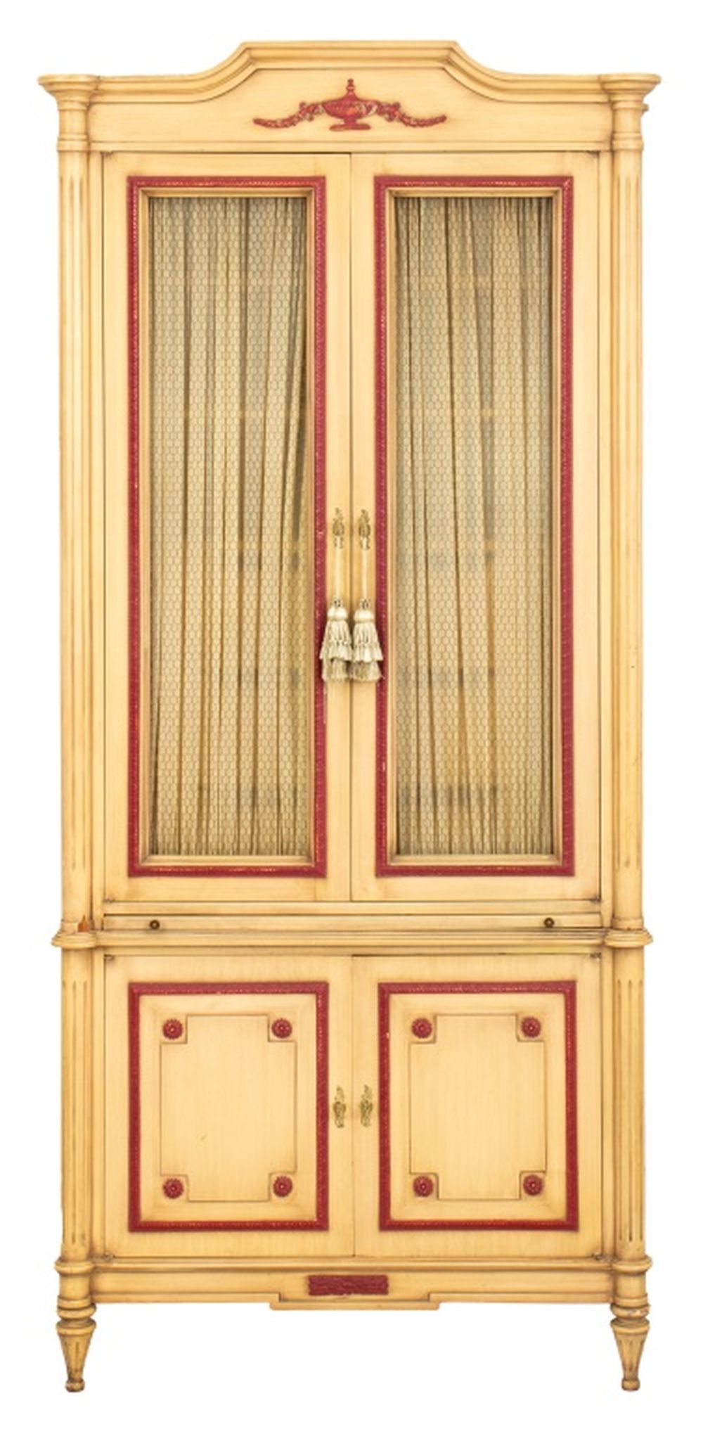 LOUIS XVI STYLE RED WHITE PAINTED ARMOIRE