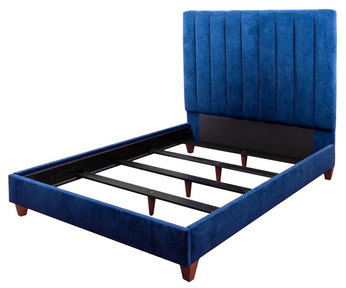 BLUE VELVET UPHOLSTERED BED Blue 3b4cb6