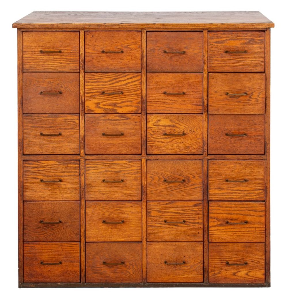 AMERICAN OAK APOTHECARY CABINET,