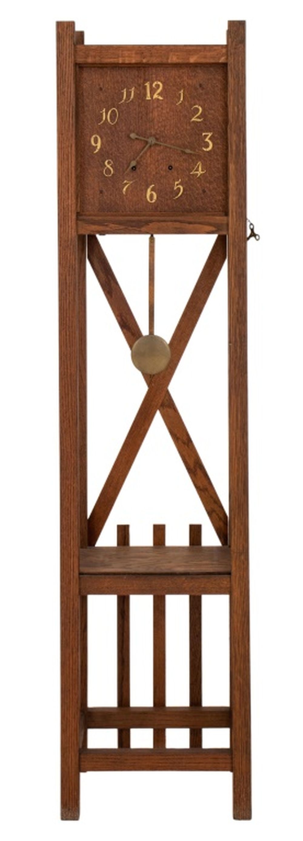 ARTS AND CRAFTS OAK TALL CASE CLOCK  3b4cd2