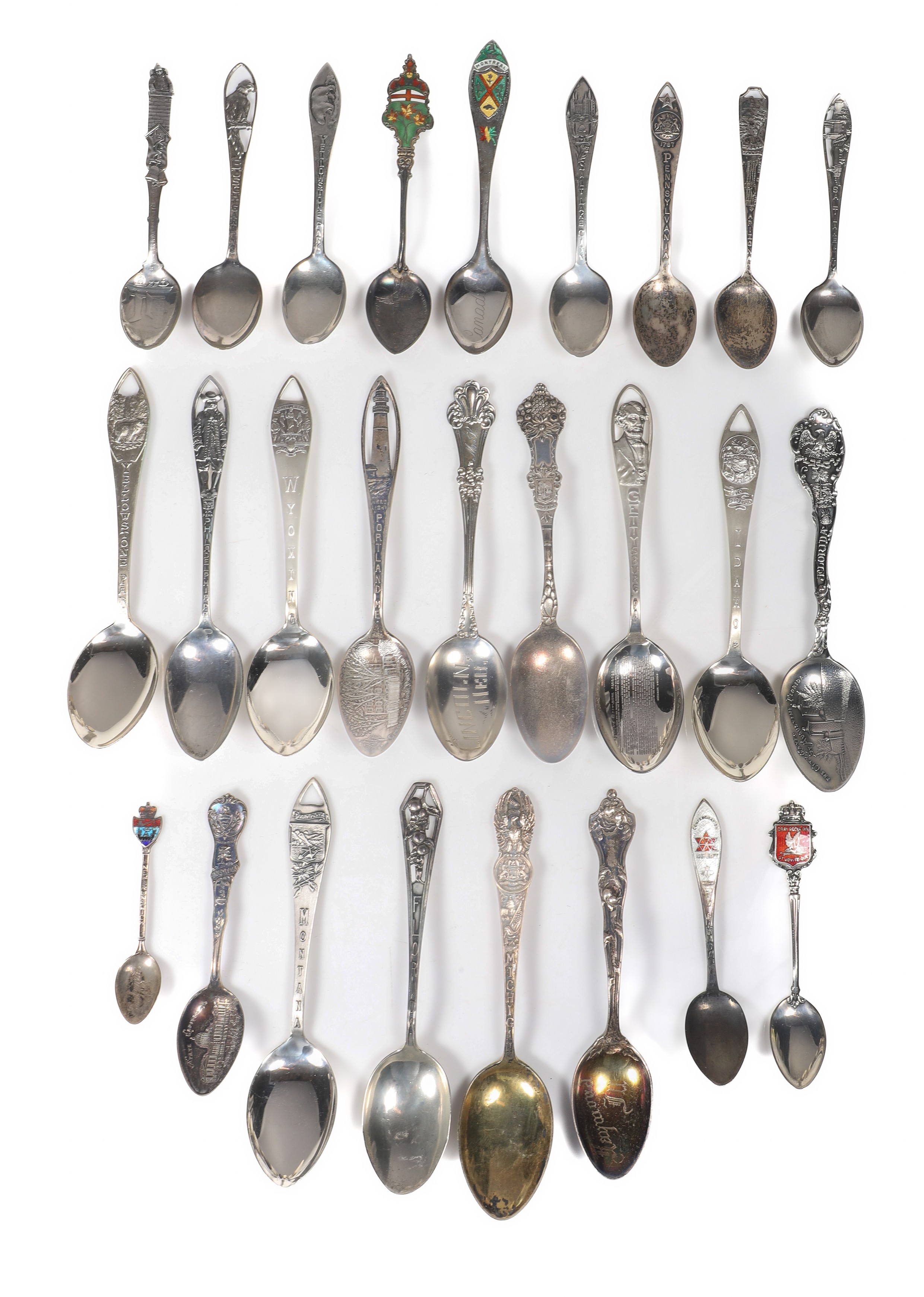 (26) Sterling silver souvenir spoons,