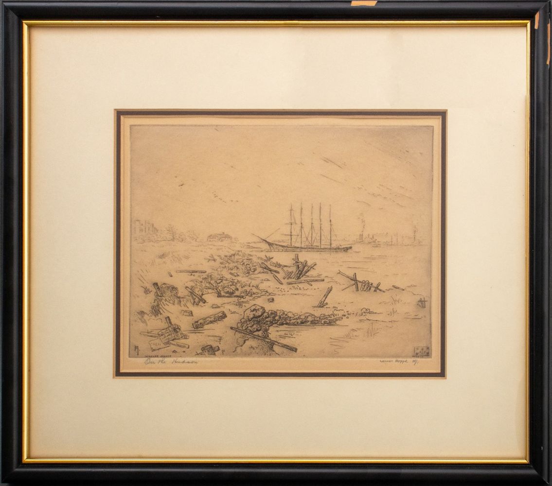 WERNER HOPPE "ON THE HUDSON" ETCHING