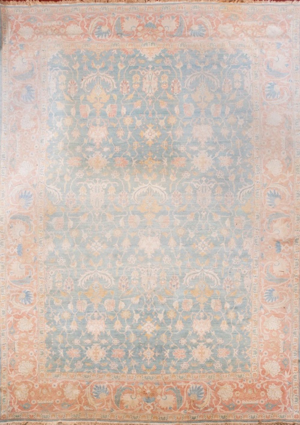 PALE PINK BLUE OUSHAK STYLE CARPET  3b4d4c