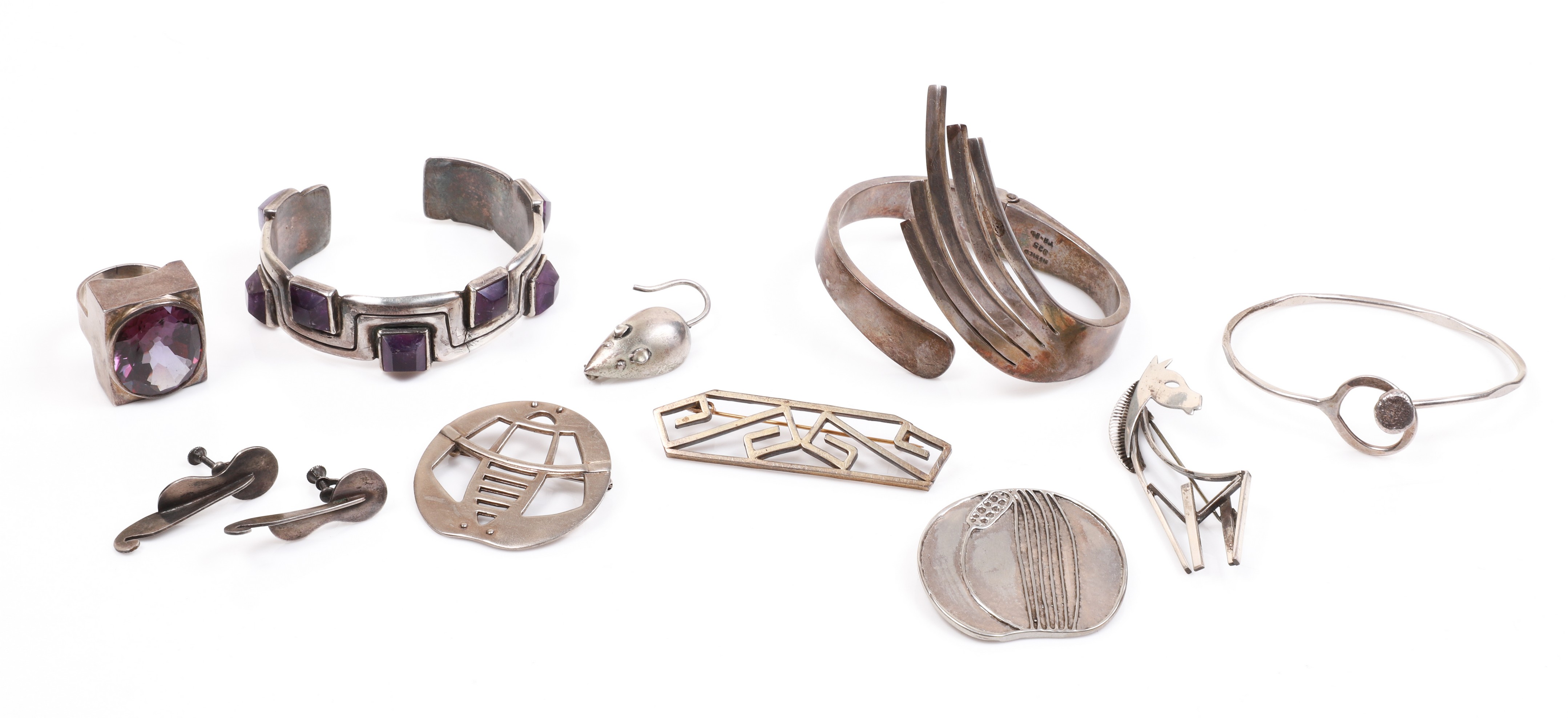 (10) Modernist Sterling Bracelets,