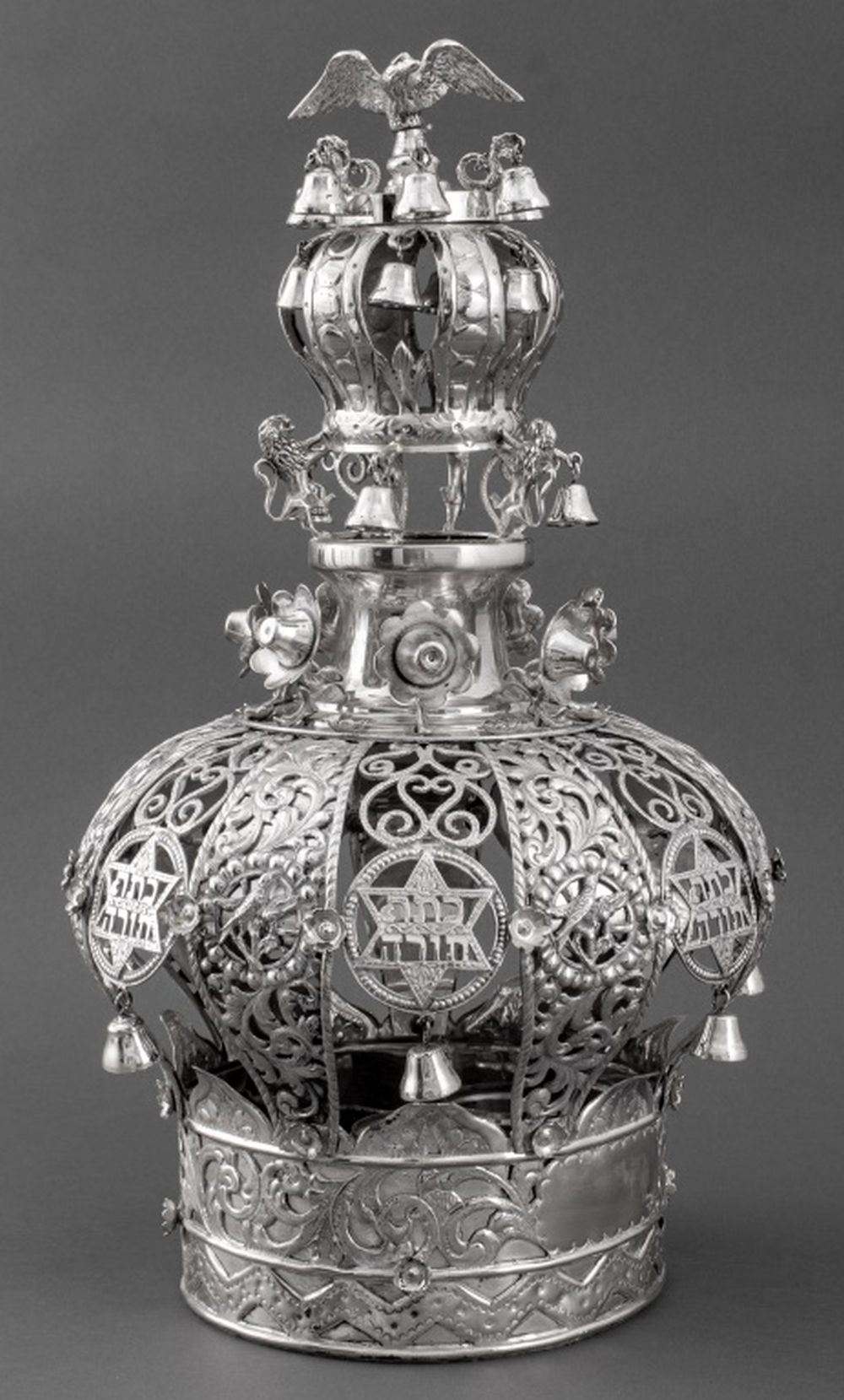 JUDAICA STERLING SILVER TORAH CROWN,