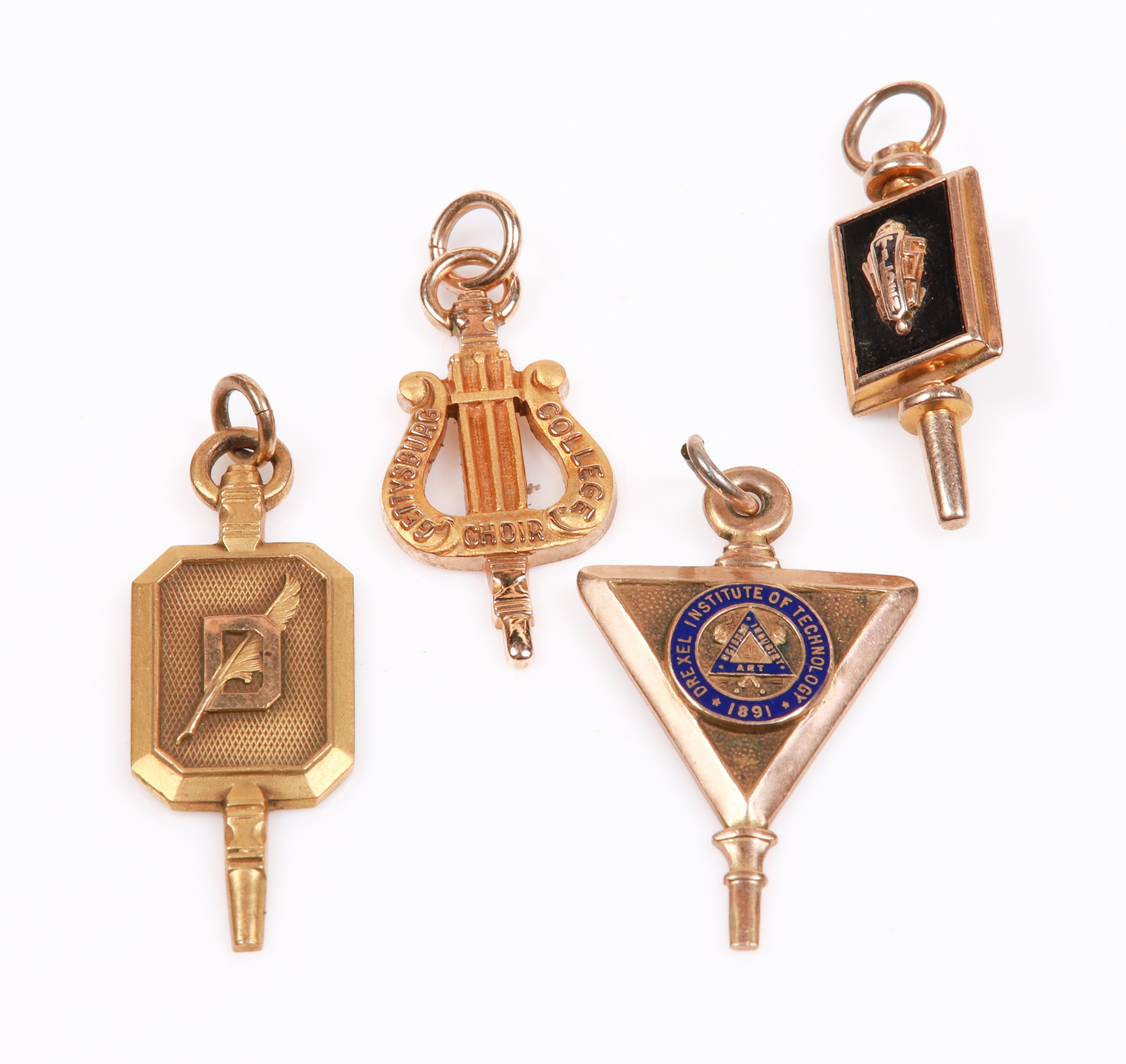  4 Gold collegiate charms to include 3b4db1