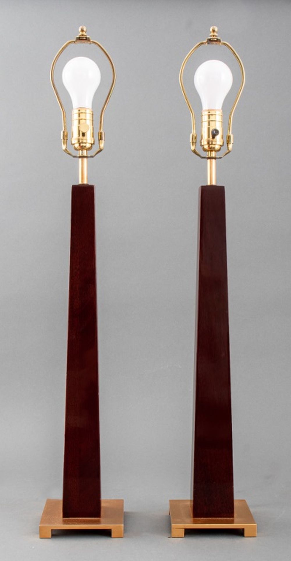 ART DECO STYLE MAHOGANY TABLE LAMPS  3b4dc5