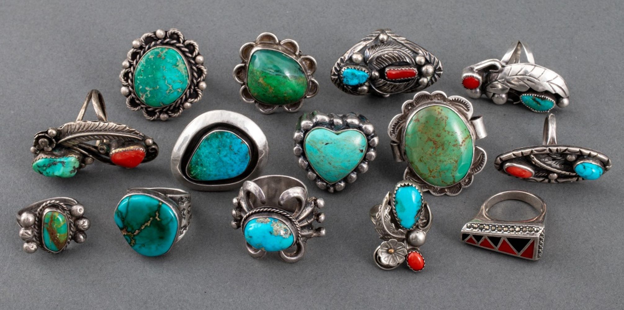 NAVAJO TURQUOISE, CORAL, ETC. SILVER