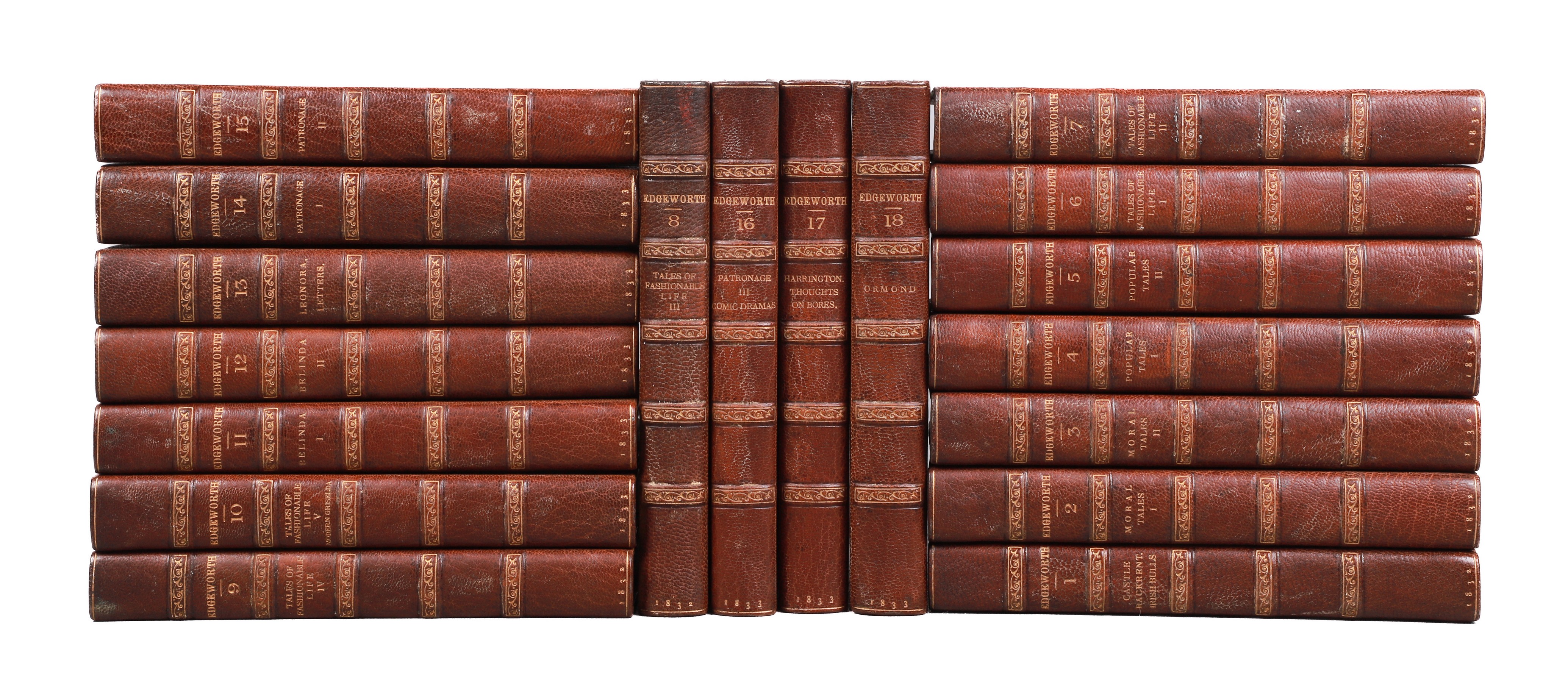 An 18-volume set in half leather