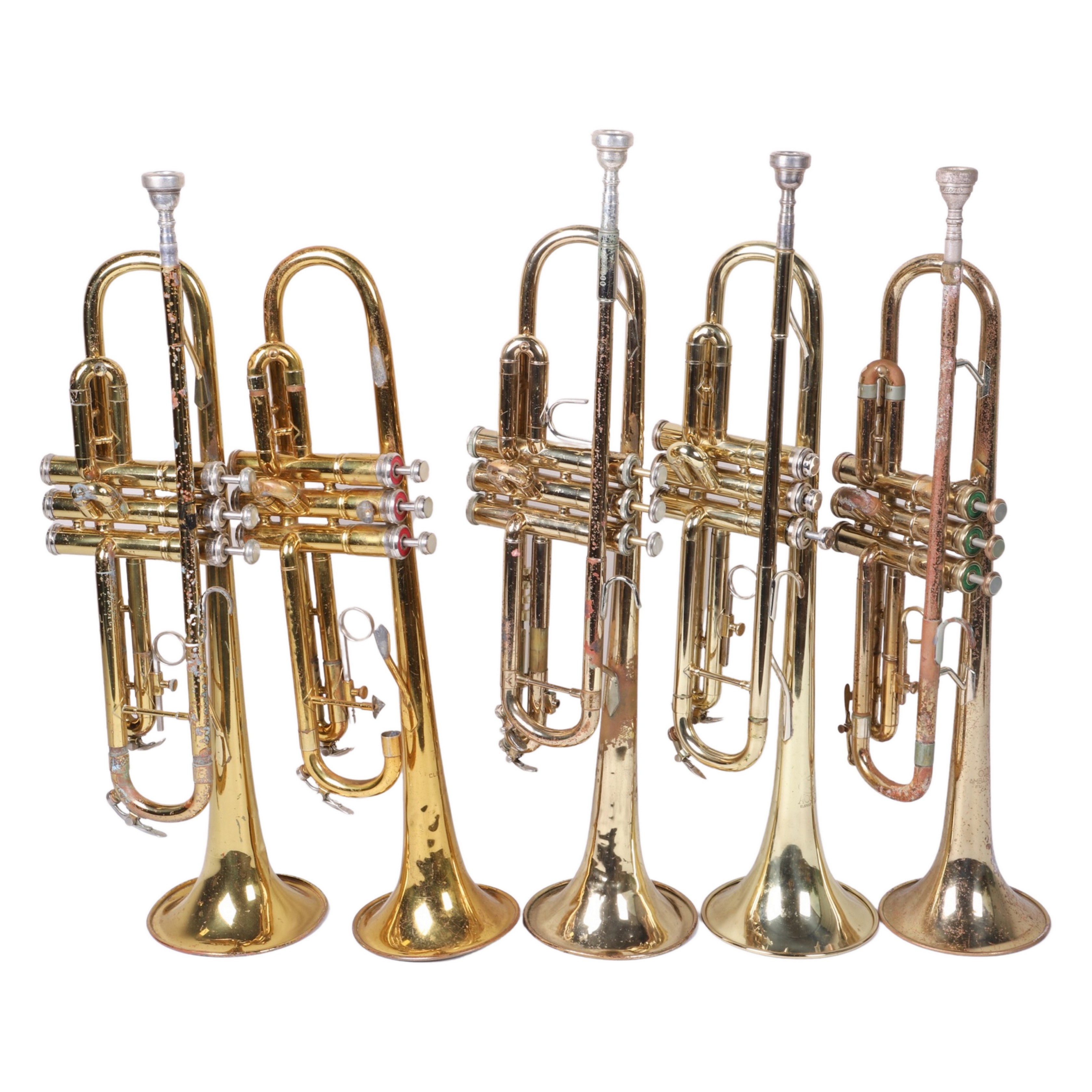 (5) Trumpets, surface scratching, dents